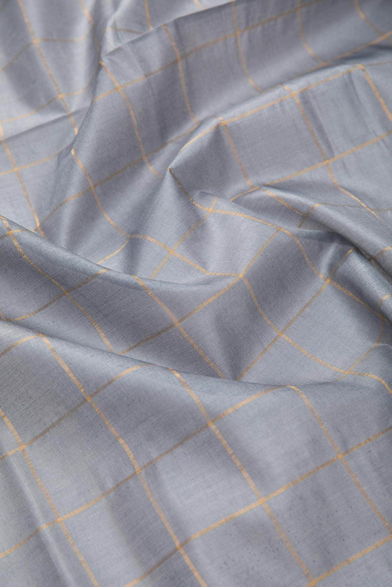 Grey Tussar Silk Dress Material