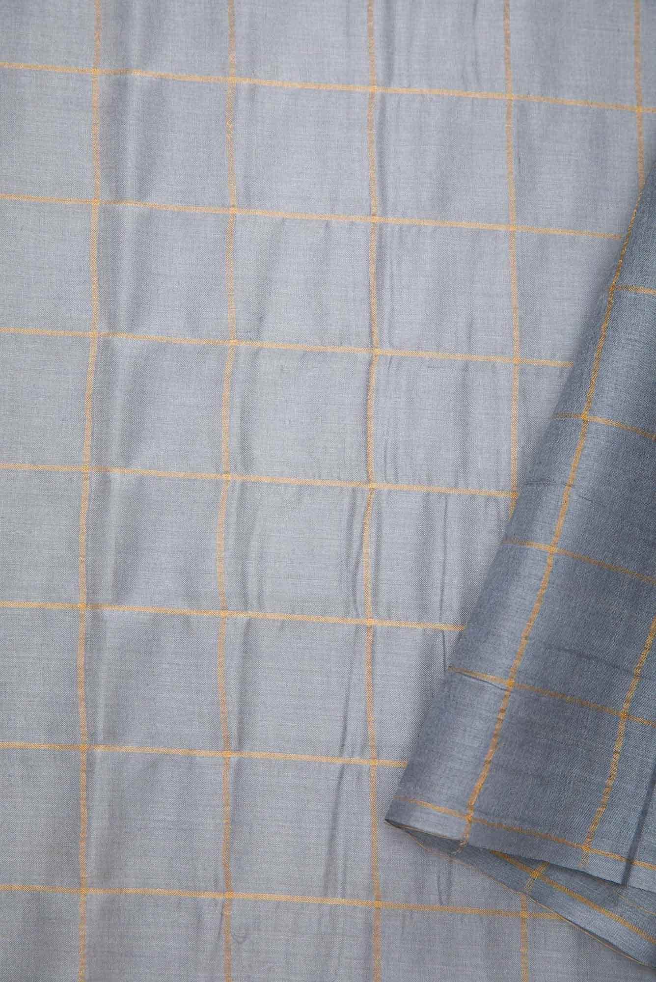 Grey Tussar Silk Dress Material