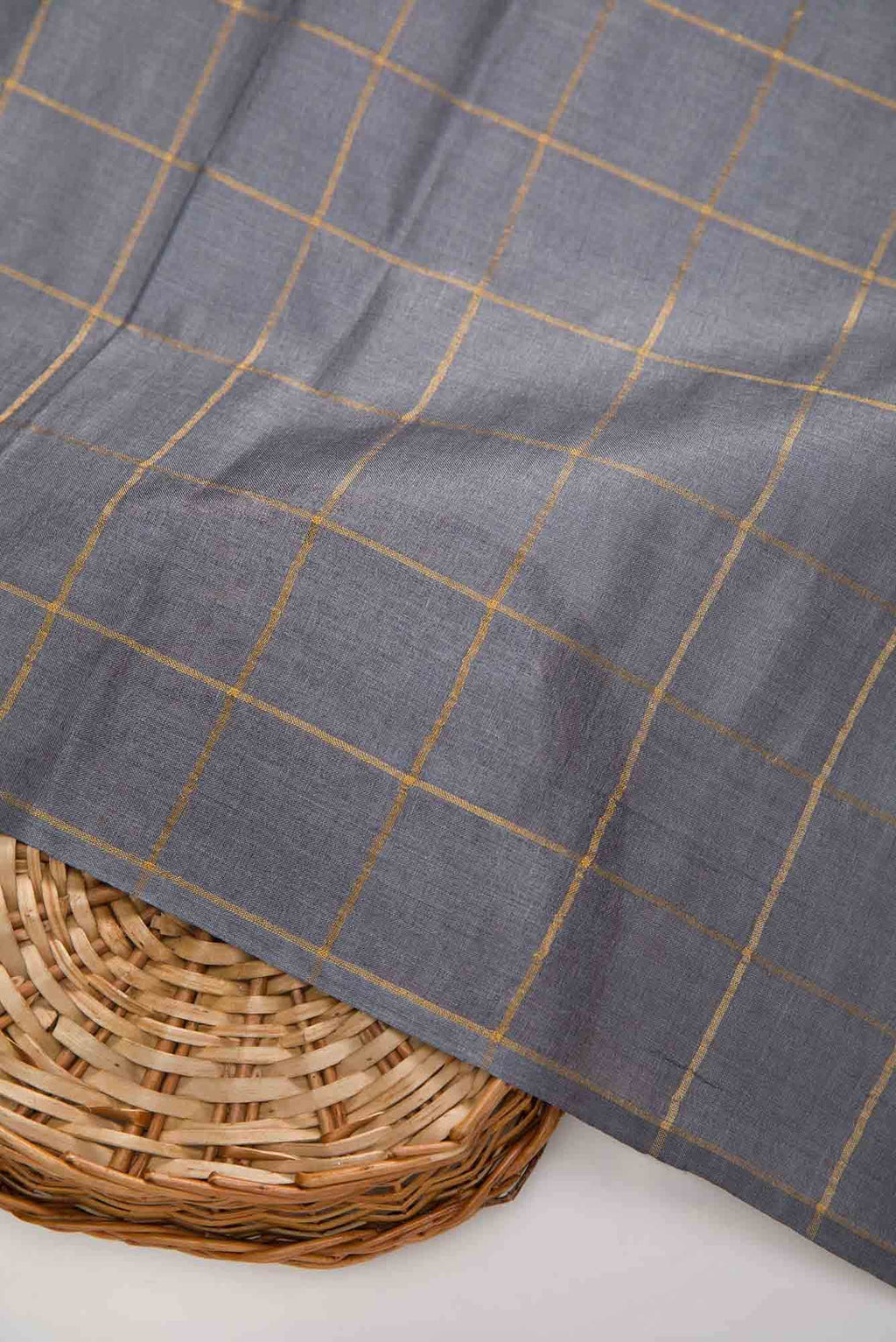 Grey Tussar Silk Dress Material