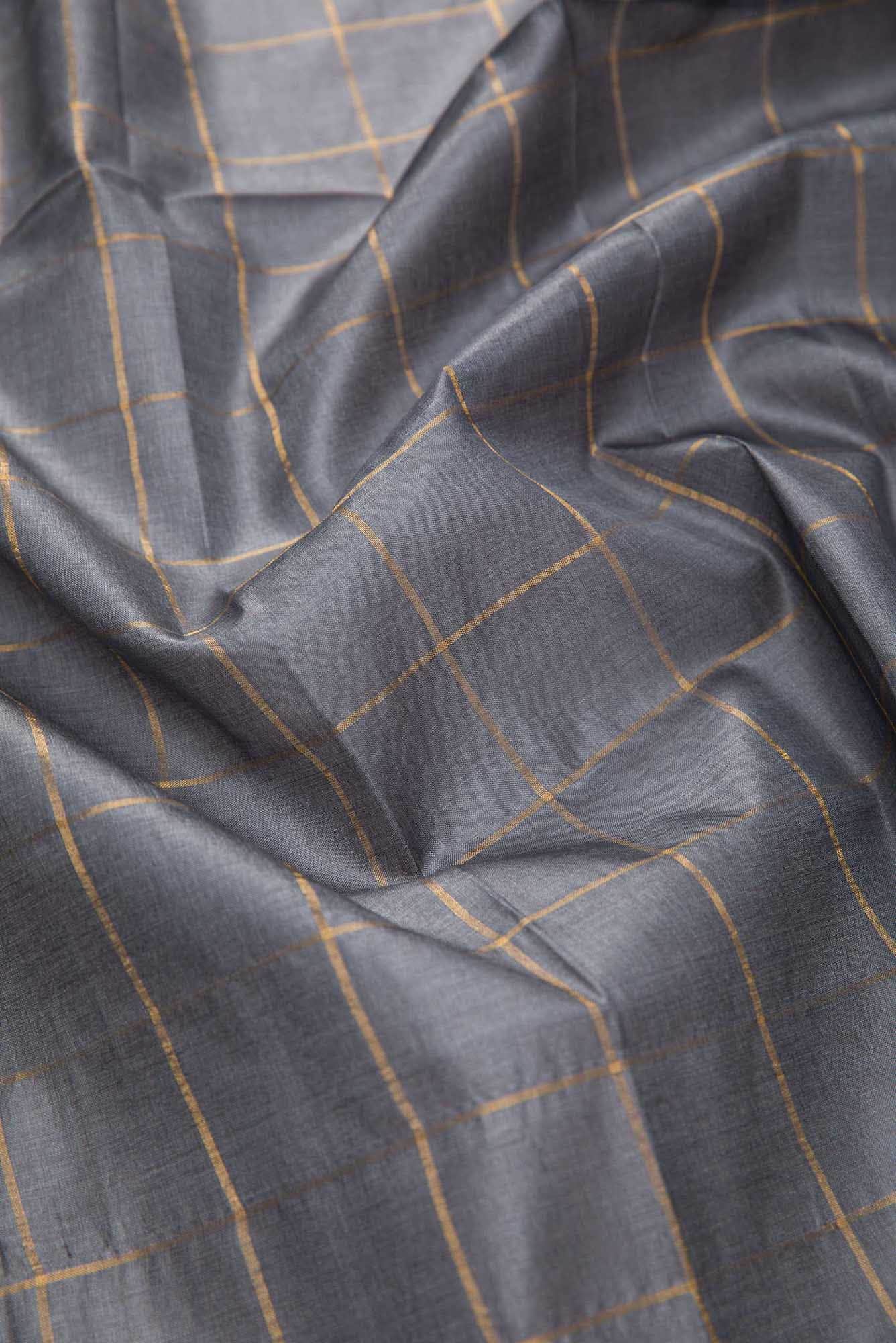 Grey Tussar Silk Dress Material
