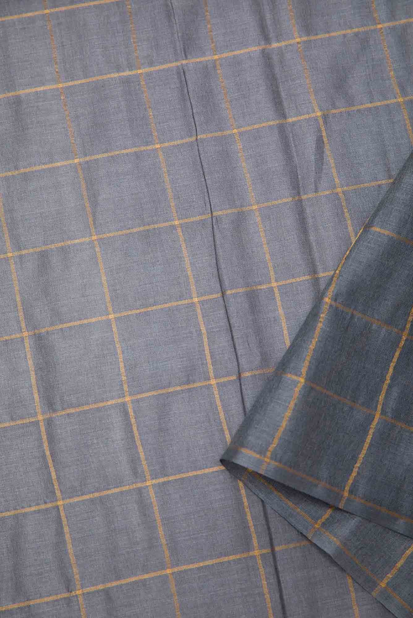 Grey Tussar Silk Dress Material