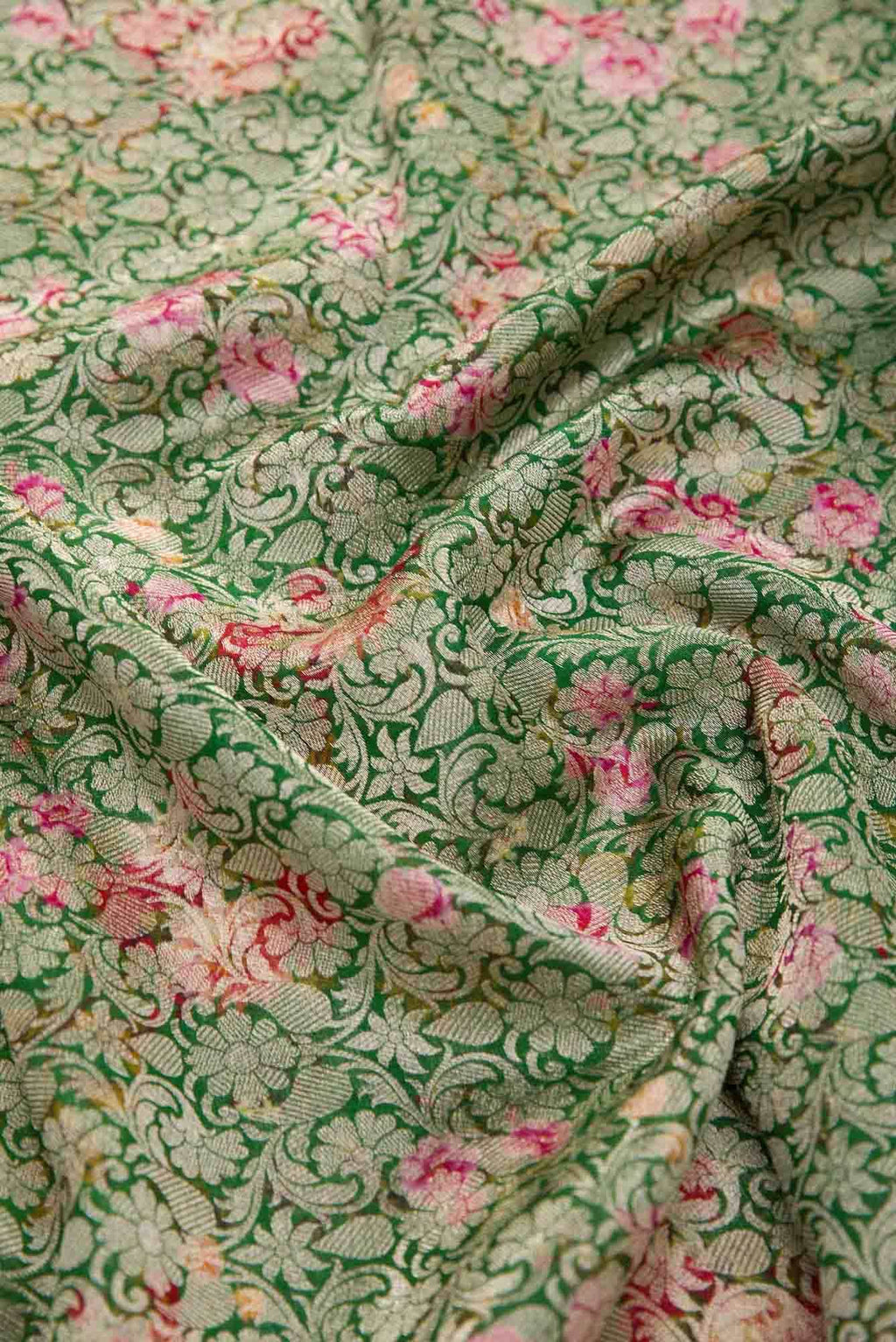 Green Banarasi Silk Dress Material