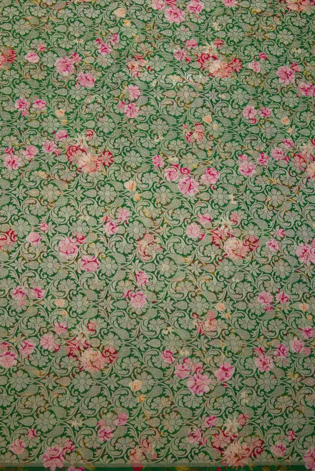Green Banarasi Silk Dress Material
