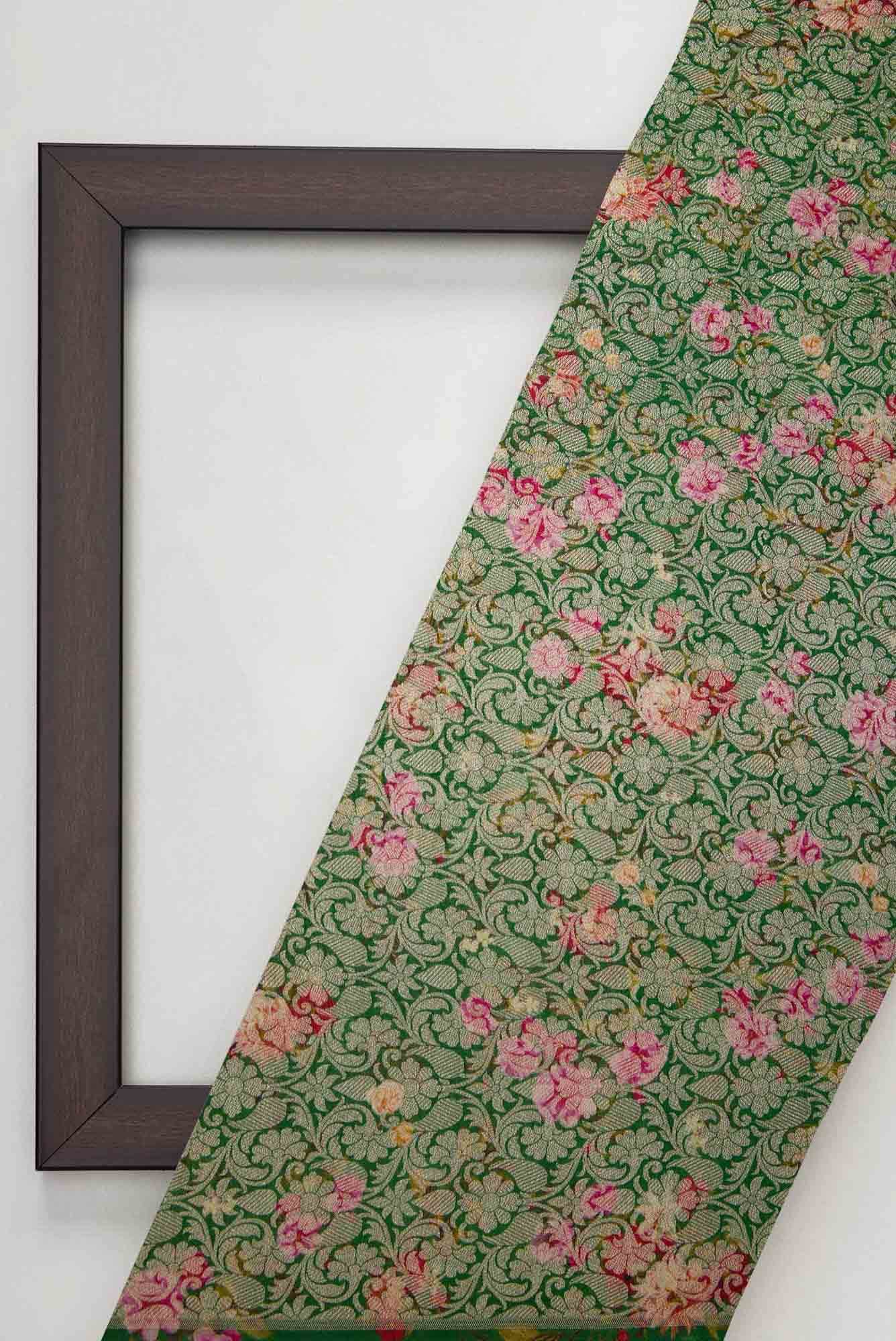 Green Banarasi Silk Dress Material