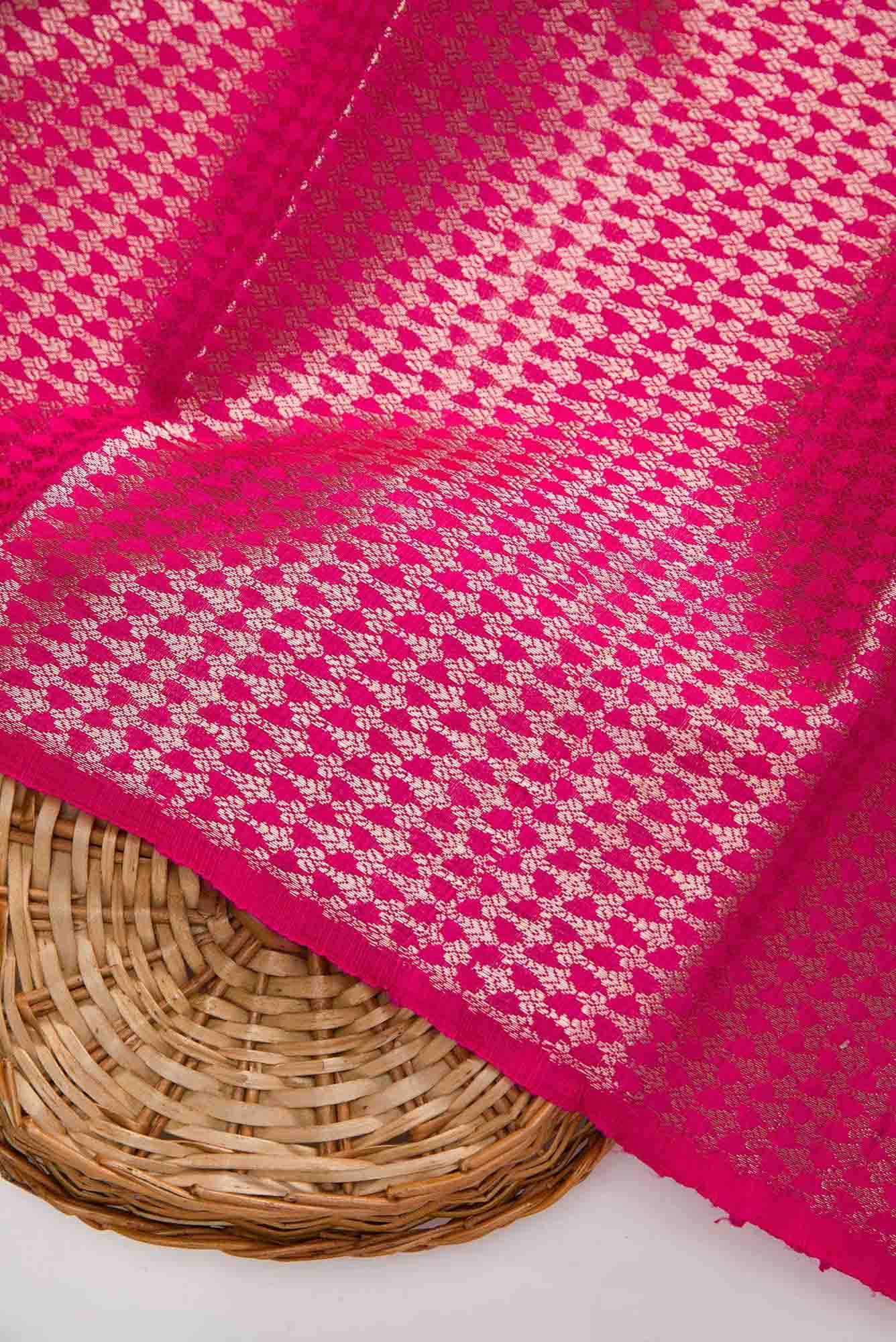 Dark Pink Banarasi Silk Dress Material