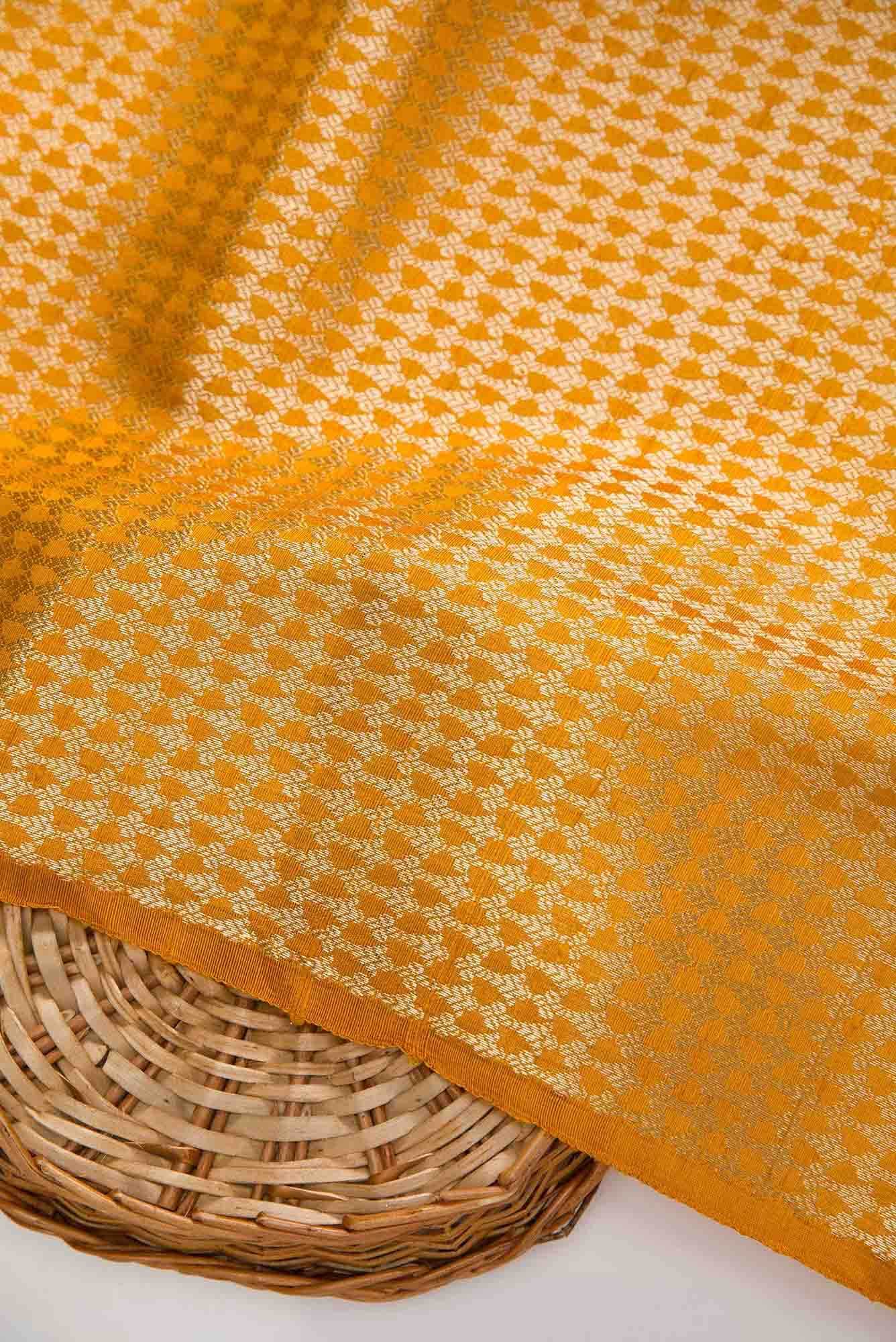 Mustard Banarasi Silk Dress Material