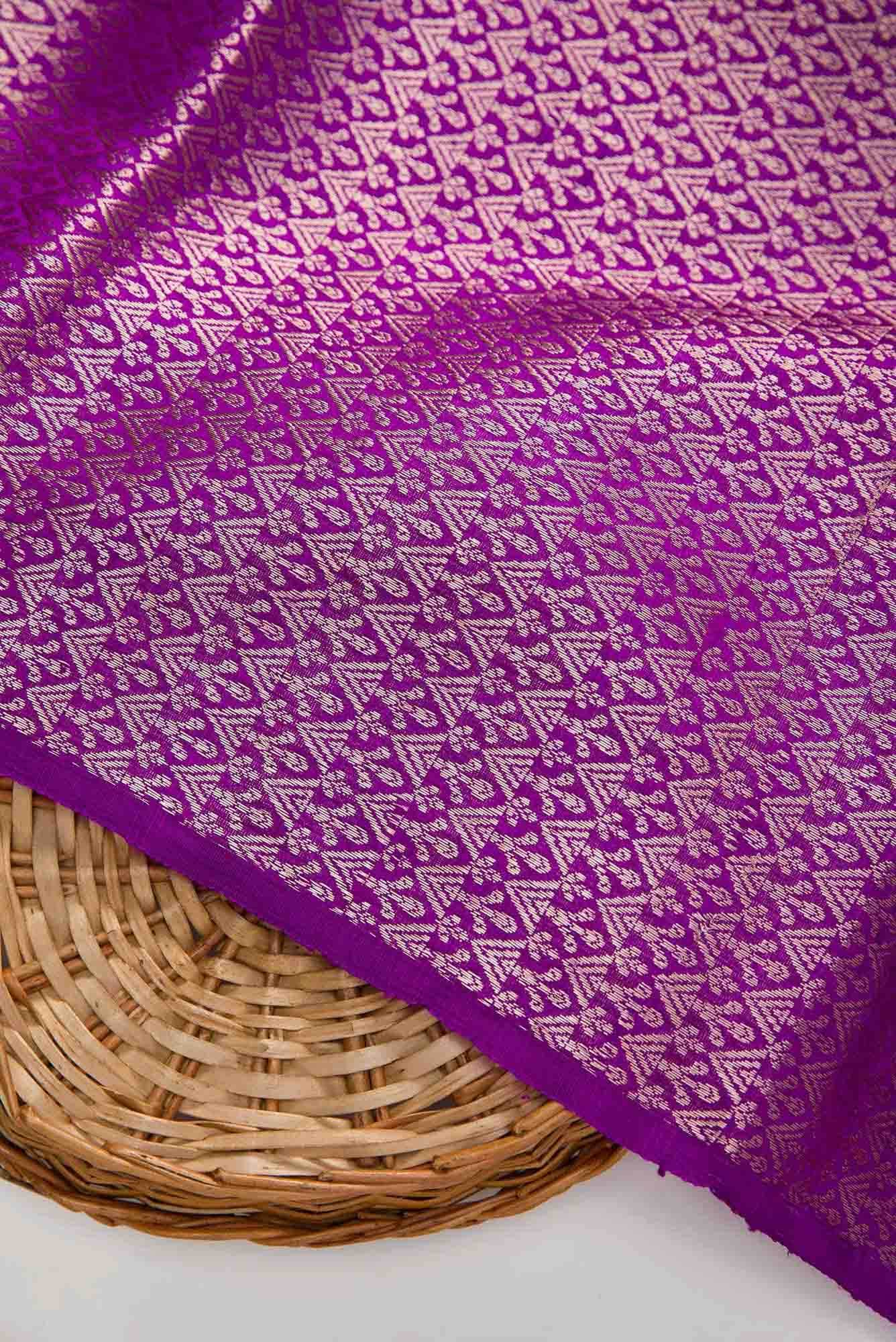Violet Banarasi Silk Dress Material