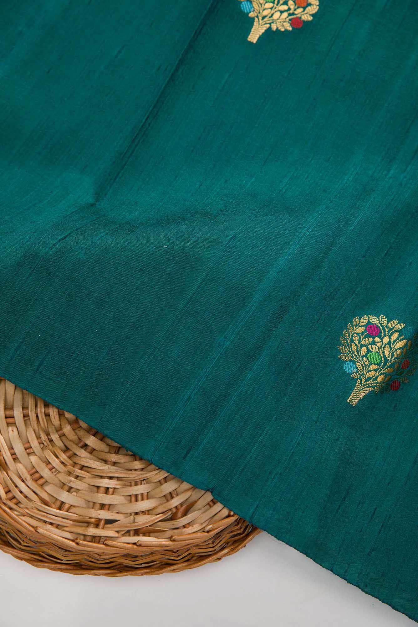 Peacock Blue Raw Silk Dress Material