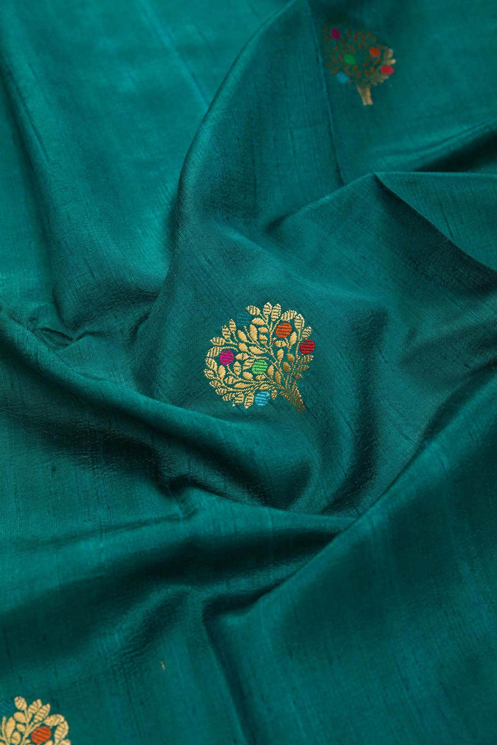 Peacock Blue Raw Silk Dress Material