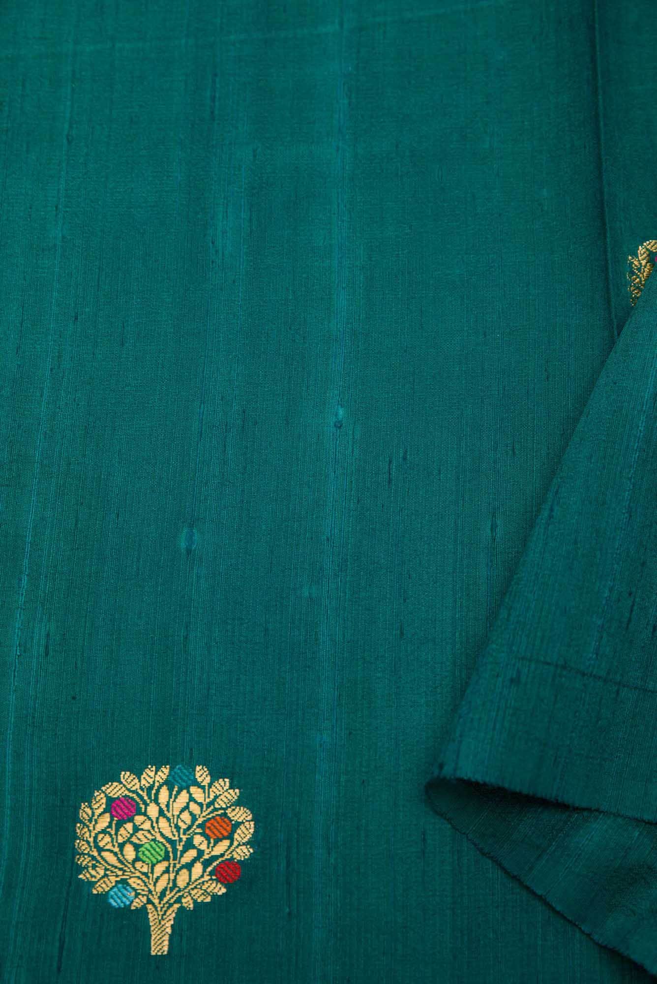 Peacock Blue Raw Silk Dress Material