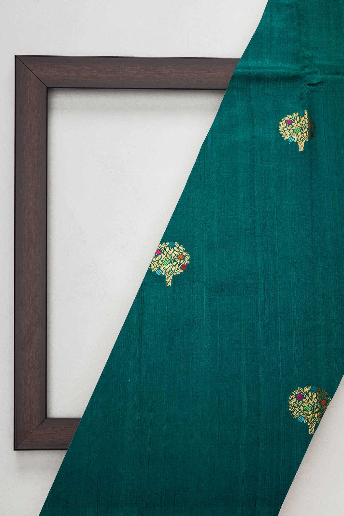 Peacock Blue Raw Silk Dress Material