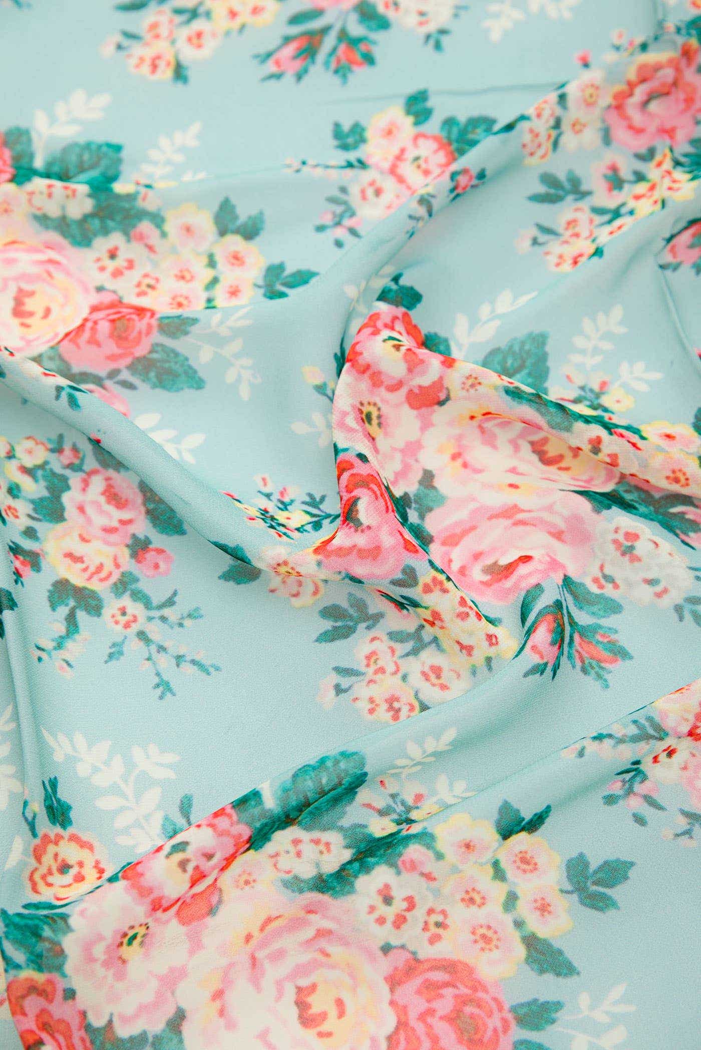 Blue Blended Georgette Dress Material