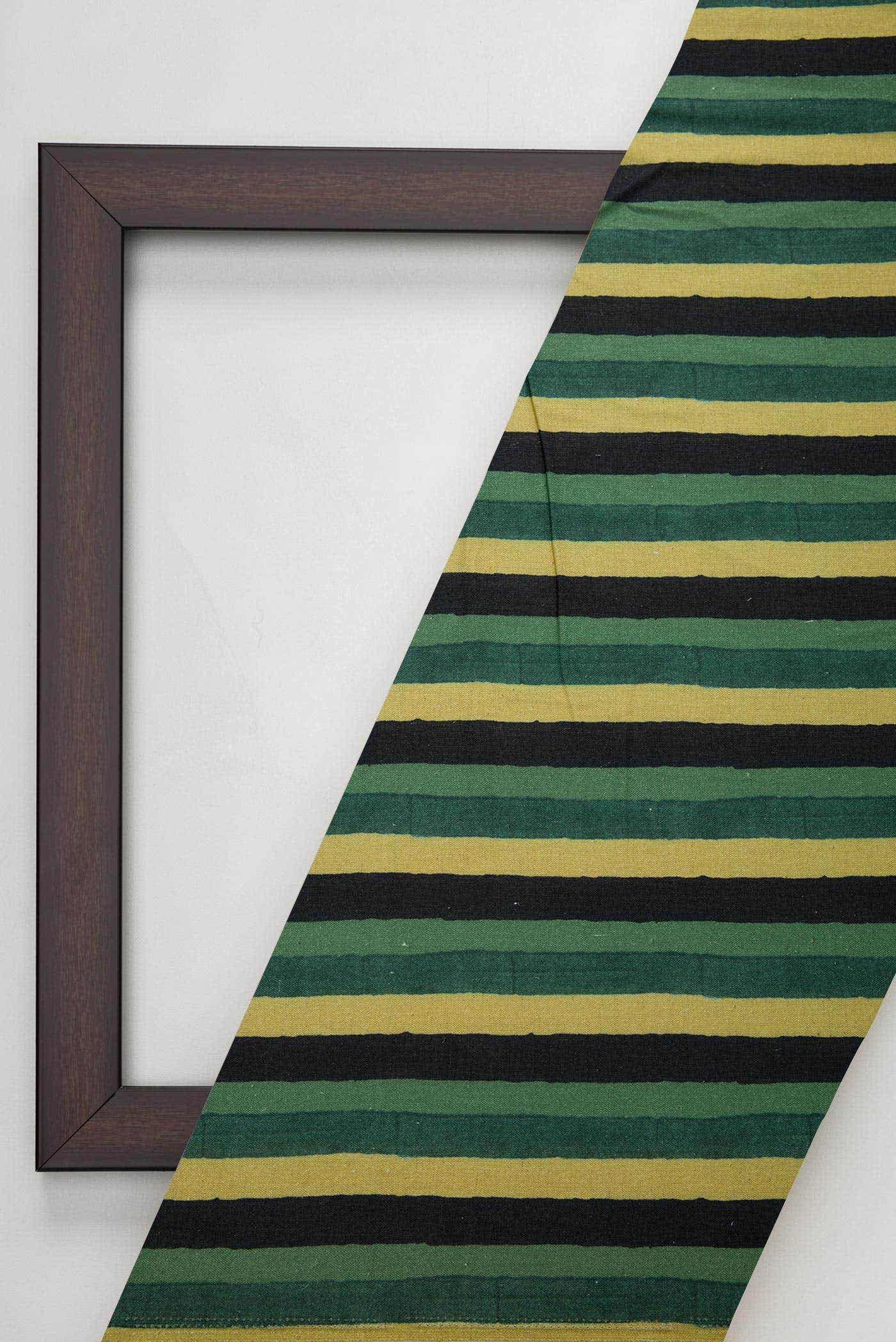 Black and Green Cotton Dress Material