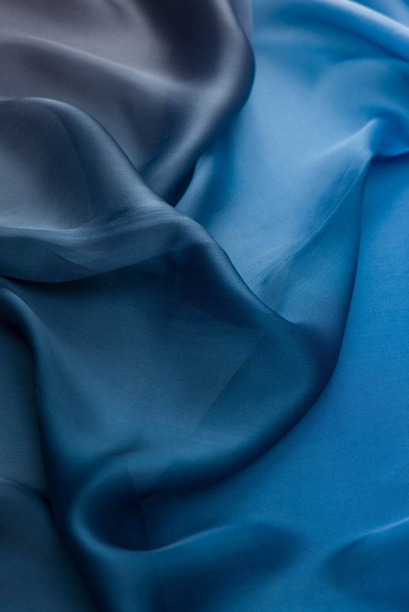Blue and Grey Satin Silk Dress Material