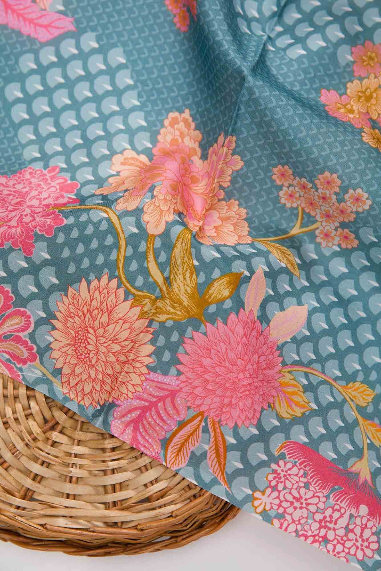Grey Printed Silk Dress Material