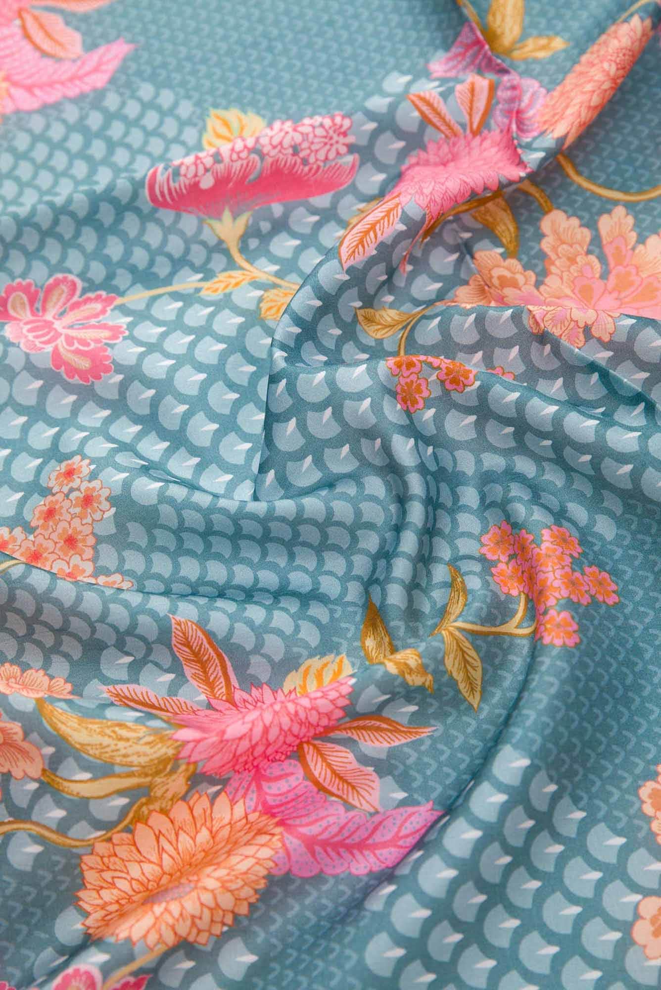 Grey Printed Silk Dress Material