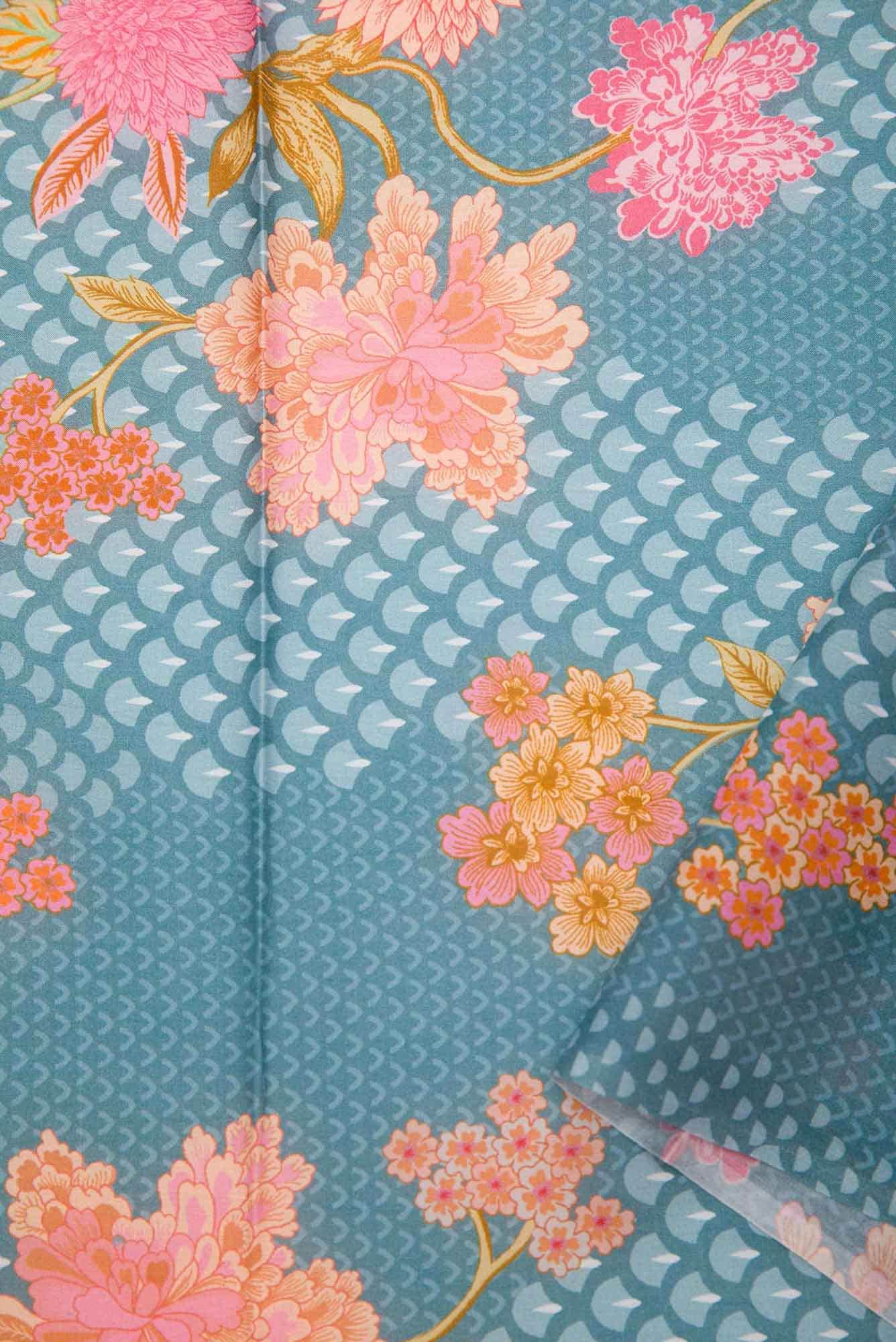 Grey Printed Silk Dress Material