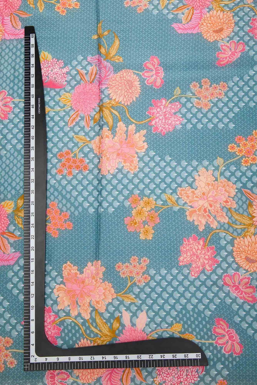 Grey Printed Silk Dress Material