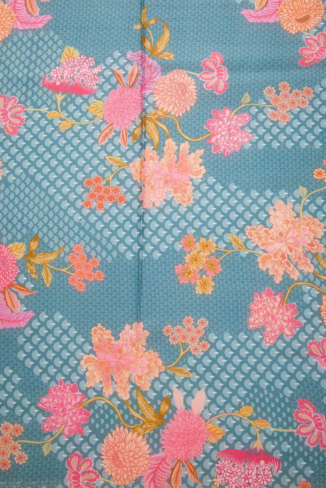 Grey Printed Silk Dress Material