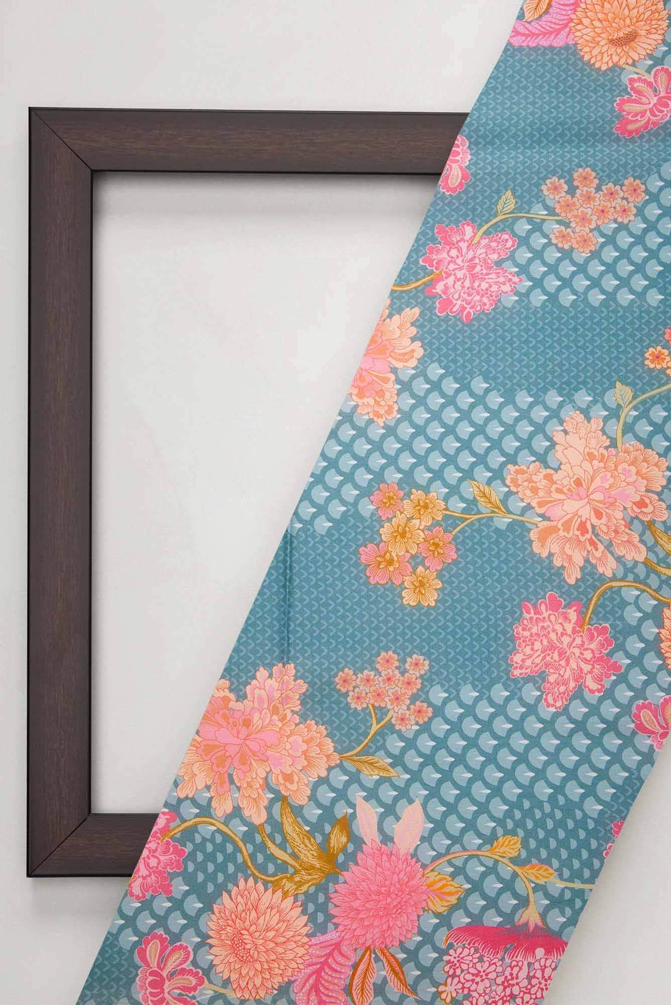 Grey Printed Silk Dress Material