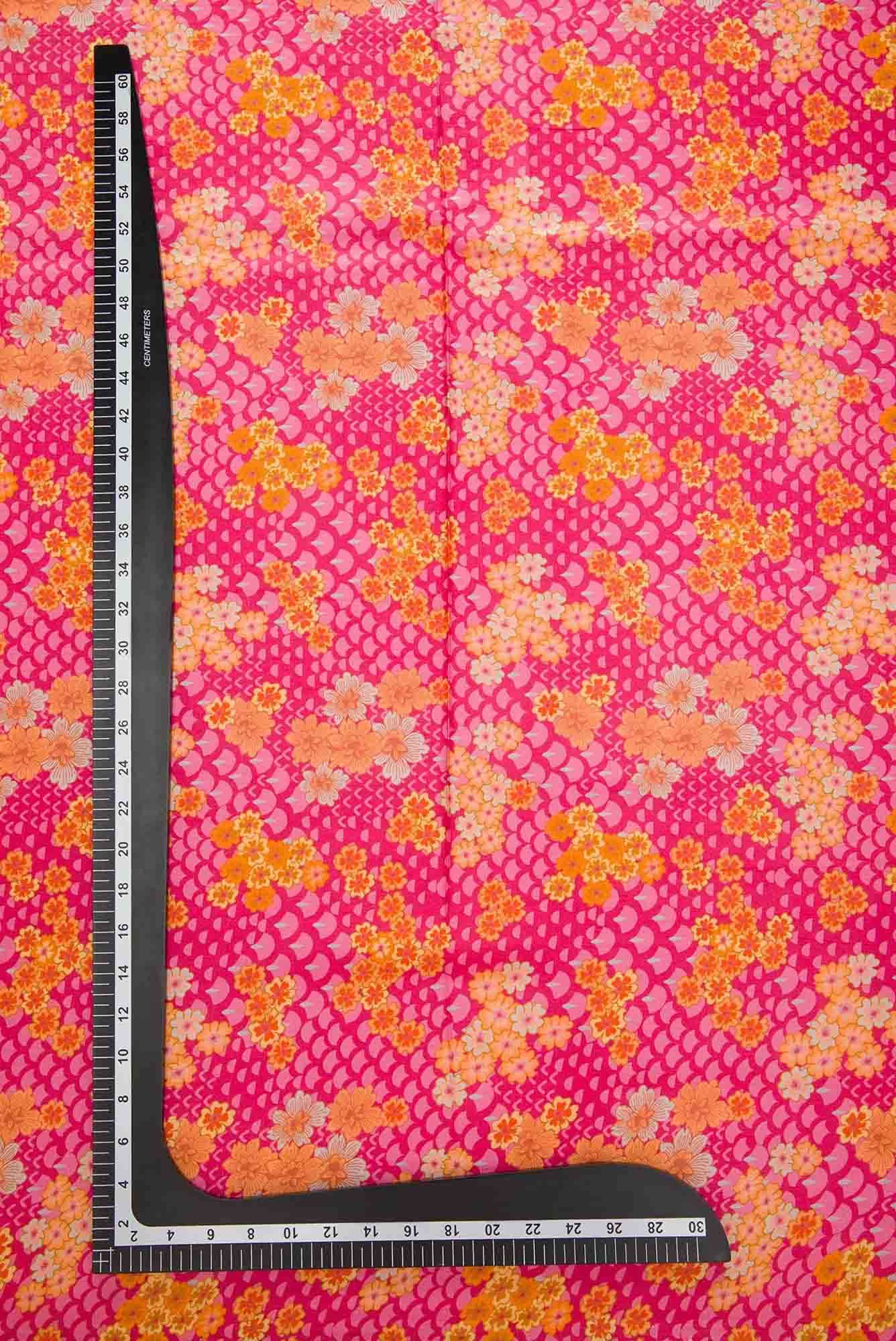 Pink Printed Silk Dress Material