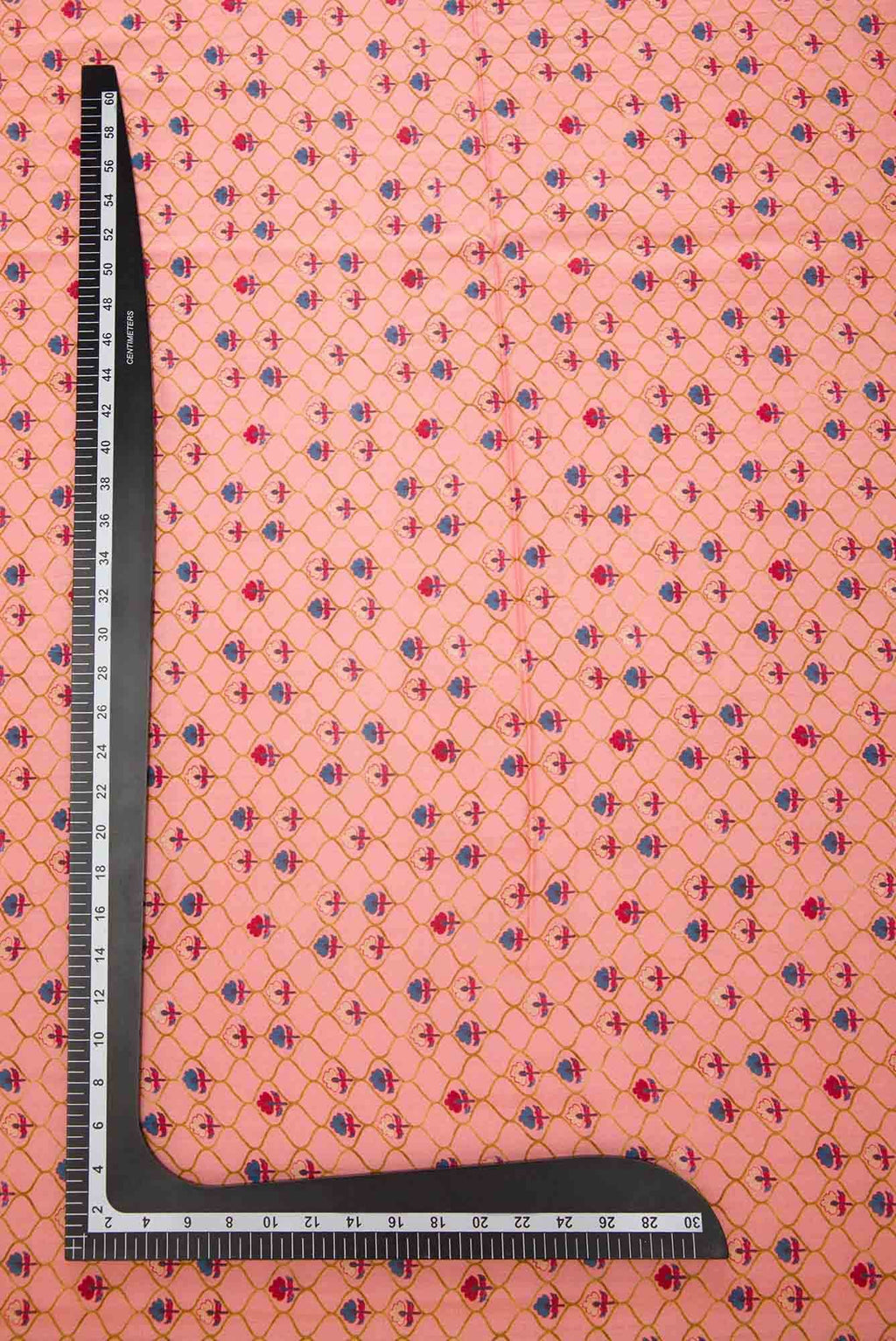 Peach Printed Silk Dress Material