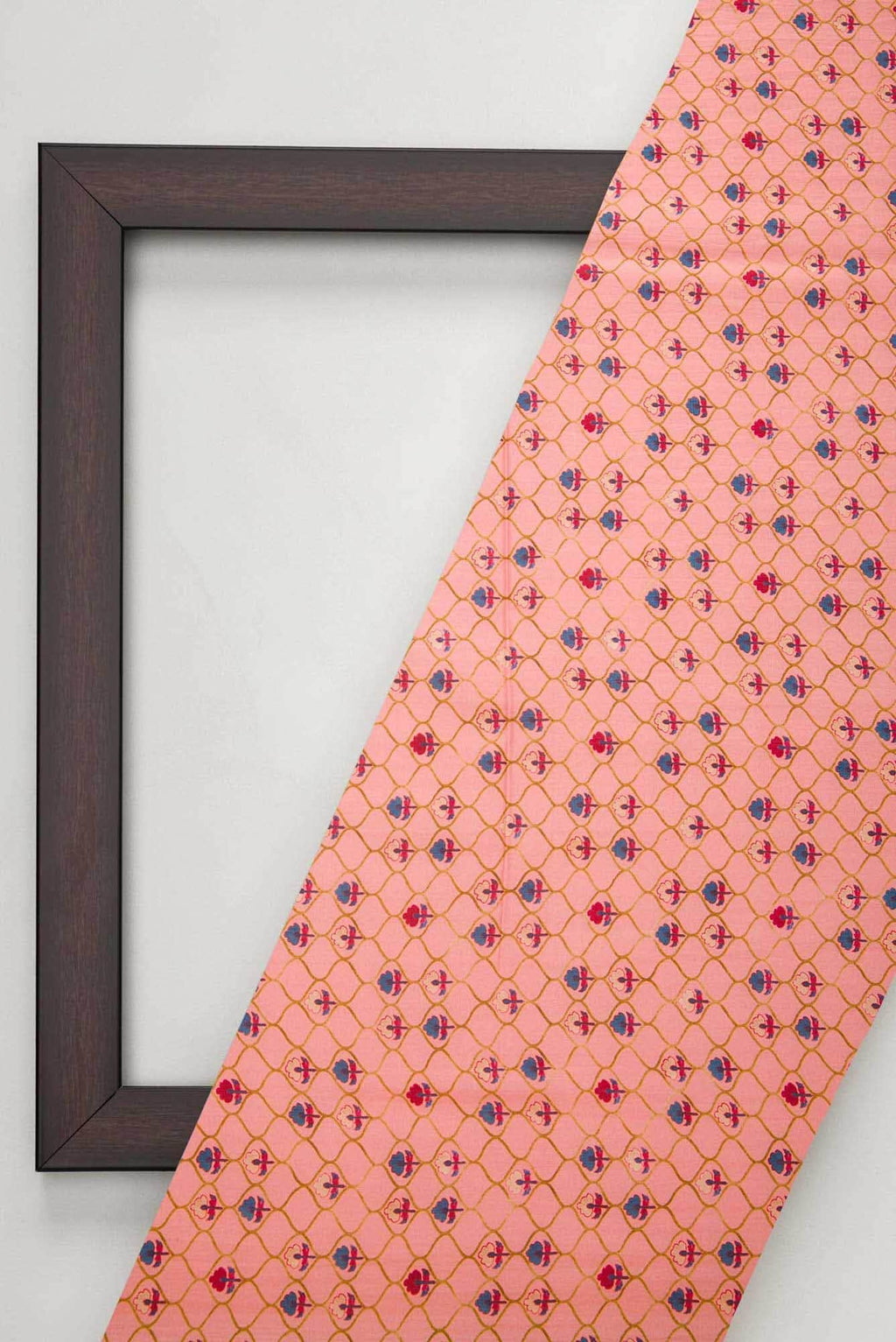 Peach Printed Silk Dress Material