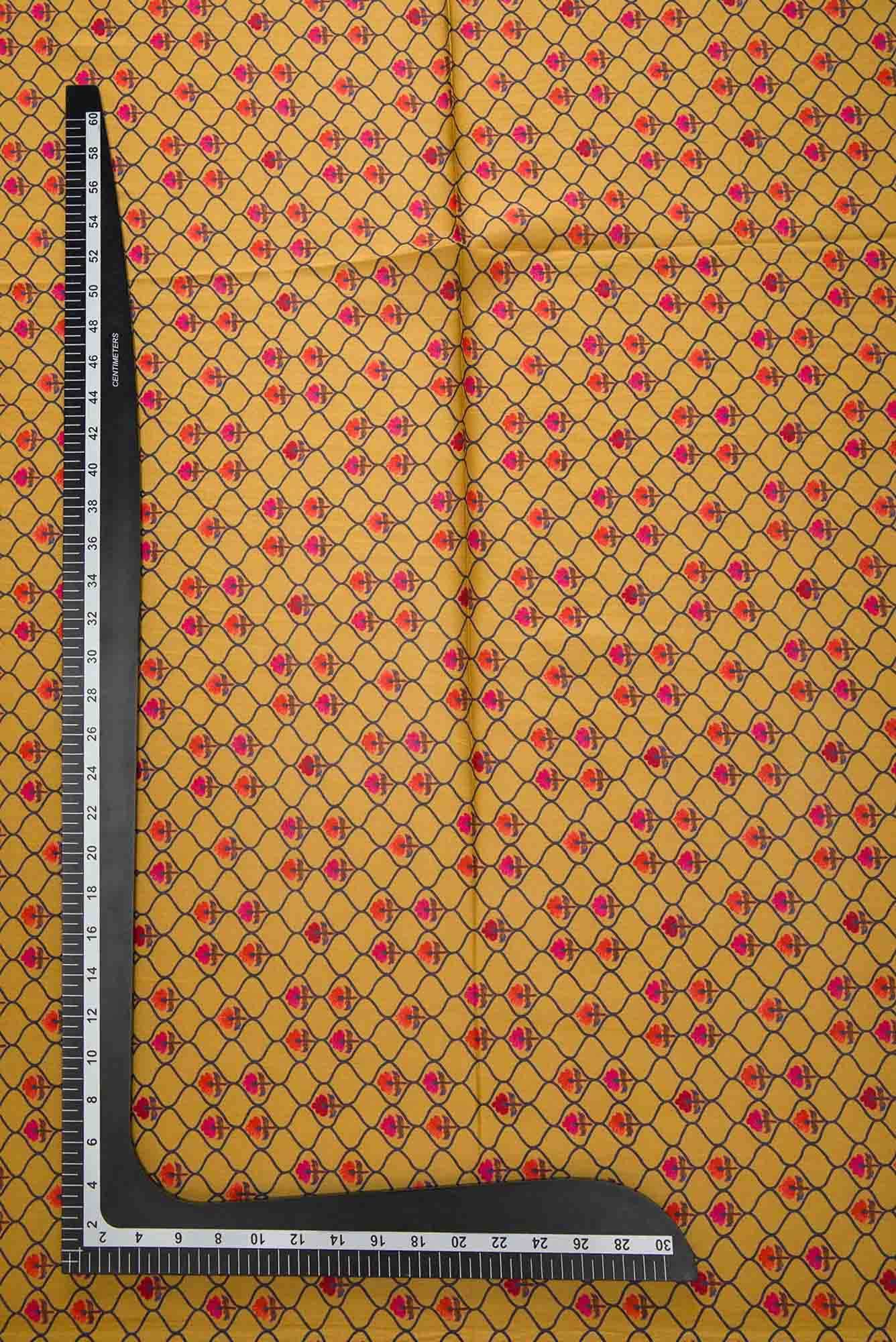 Mustard Printed Silk Dress Material