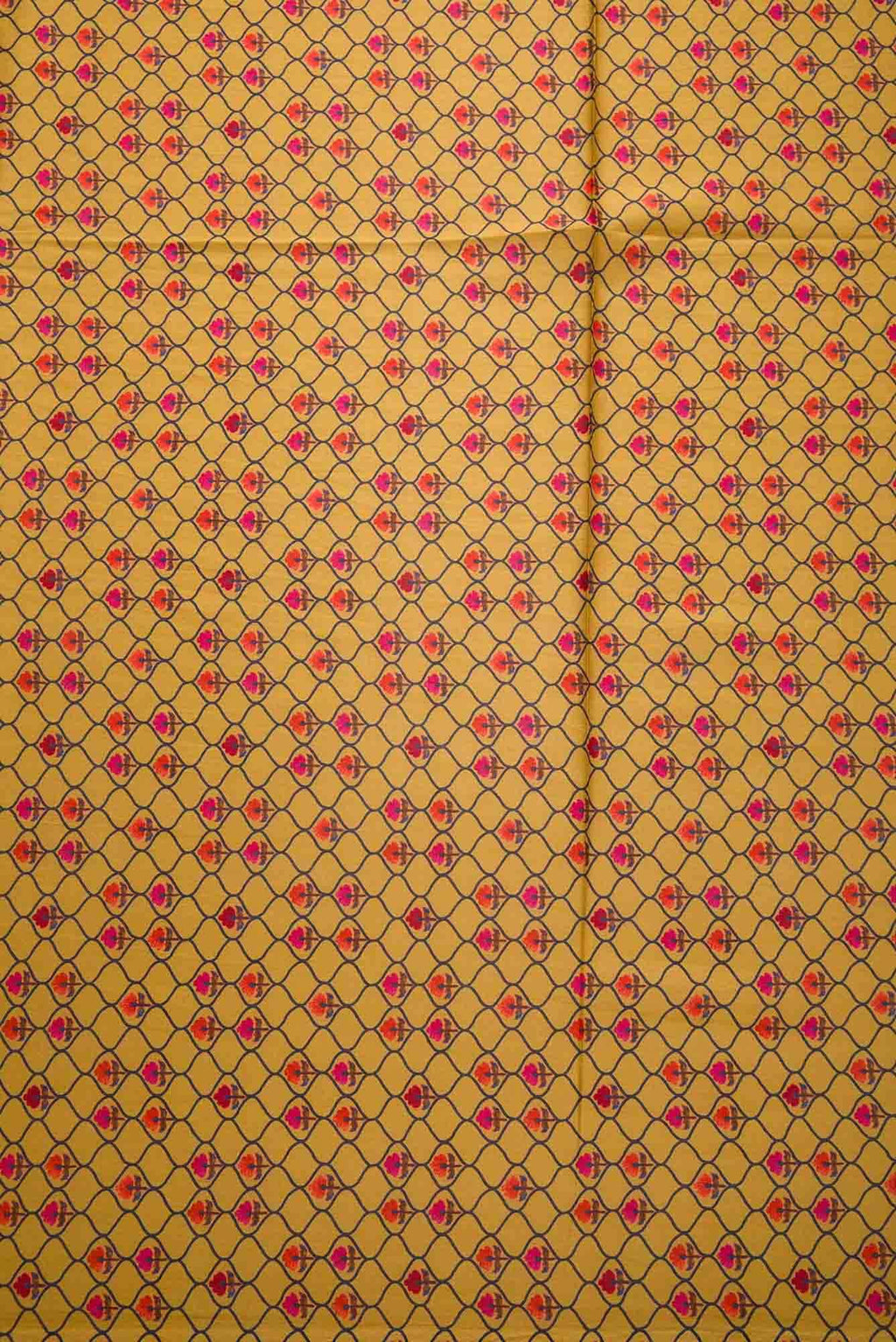 Mustard Printed Silk Dress Material