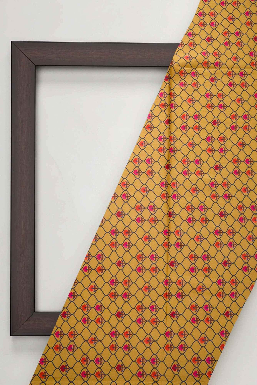Mustard Printed Silk Dress Material