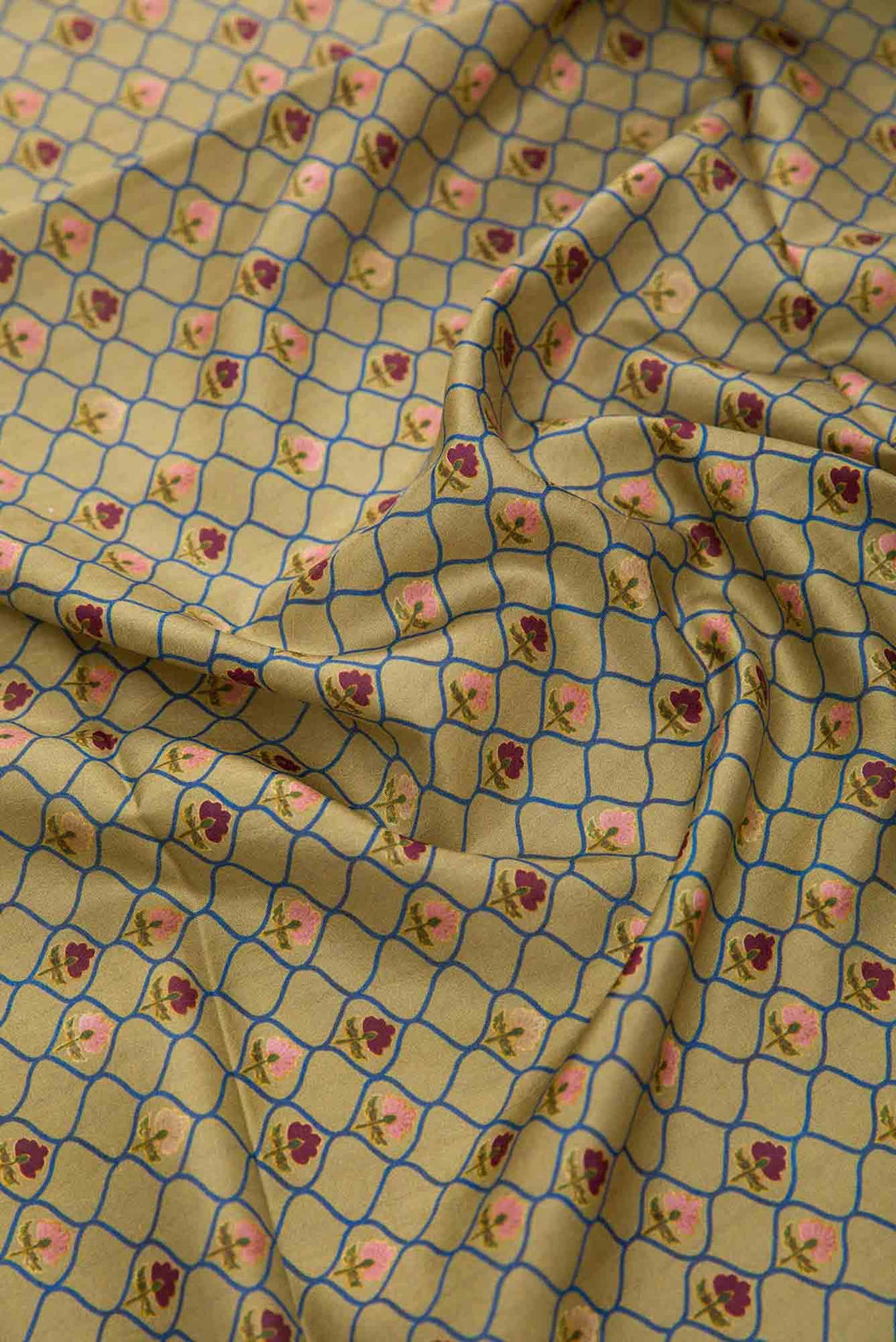 Green Printed Silk Dress Material