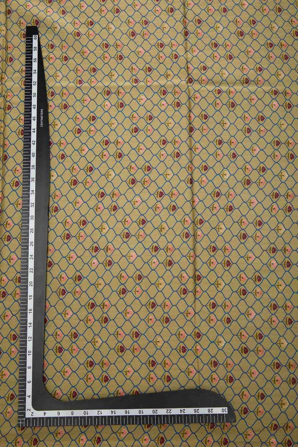 Green Printed Silk Dress Material