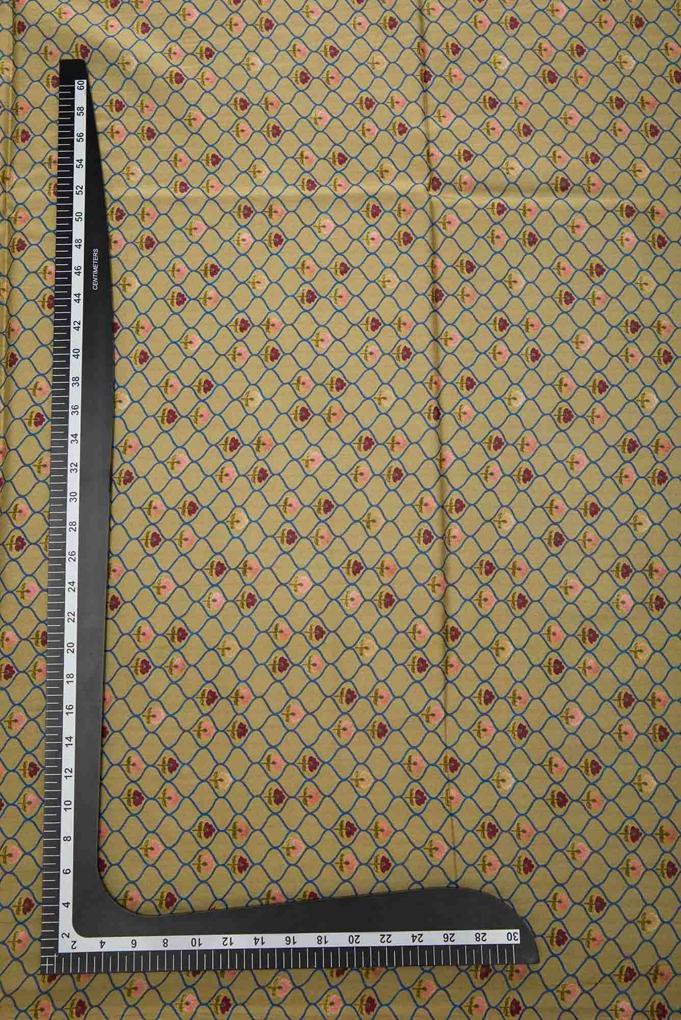 Green Printed Silk Dress Material