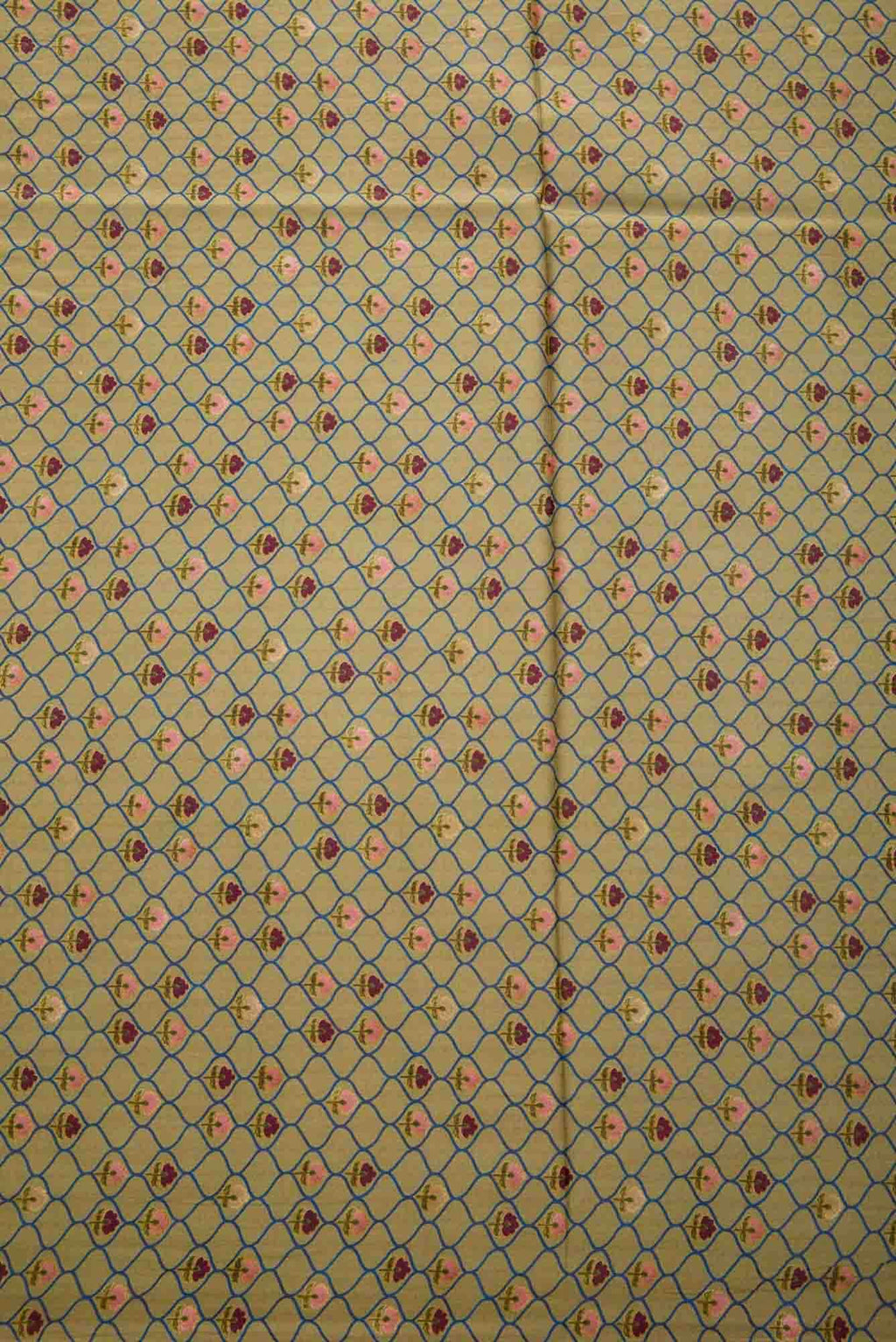 Green Printed Silk Dress Material