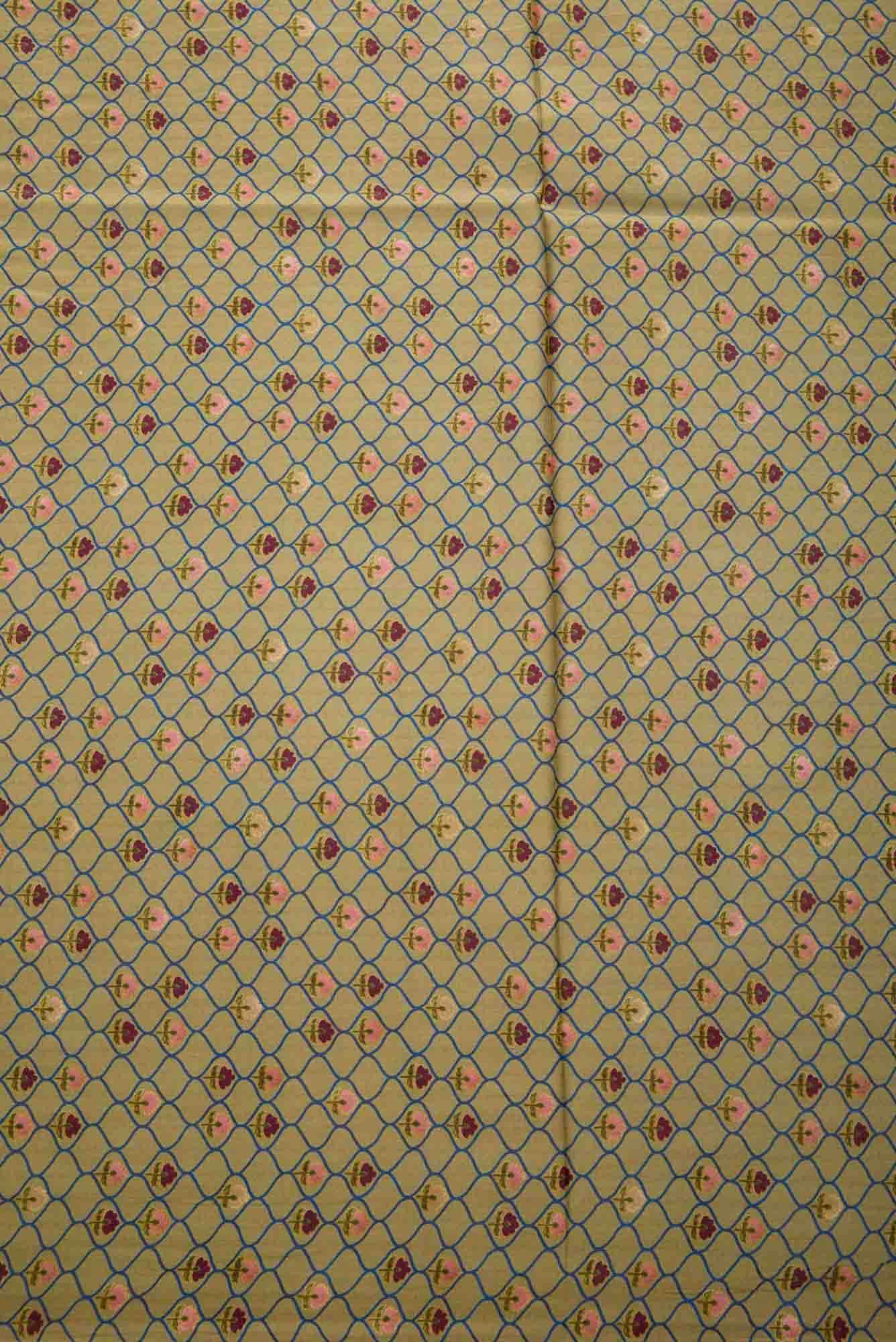 Green Printed Silk Dress Material