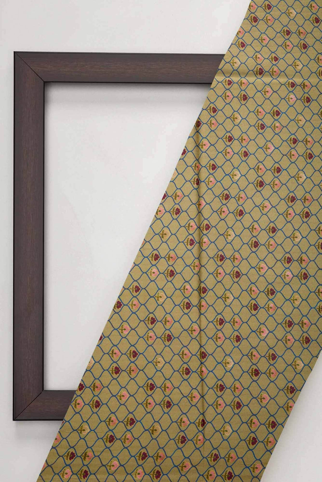 Green Printed Silk Dress Material