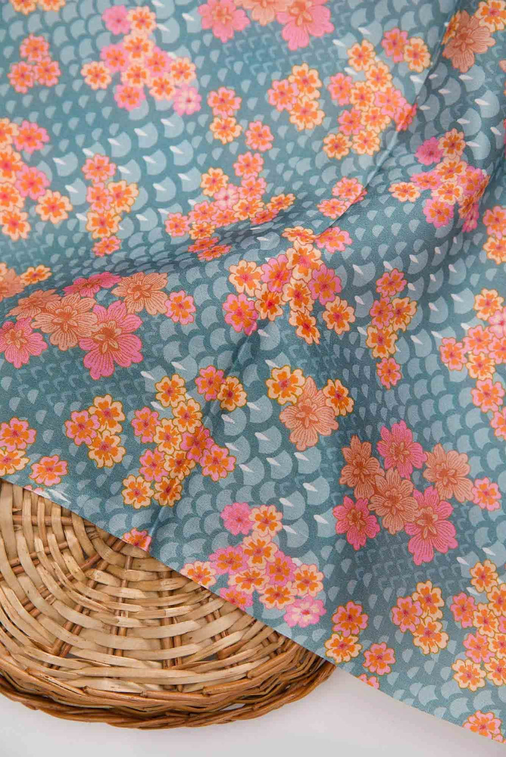 Grey Printed Silk Dress Material