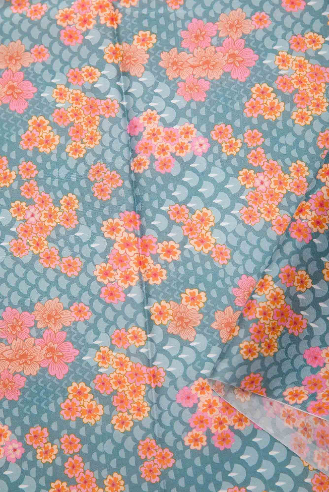 Grey Printed Silk Dress Material