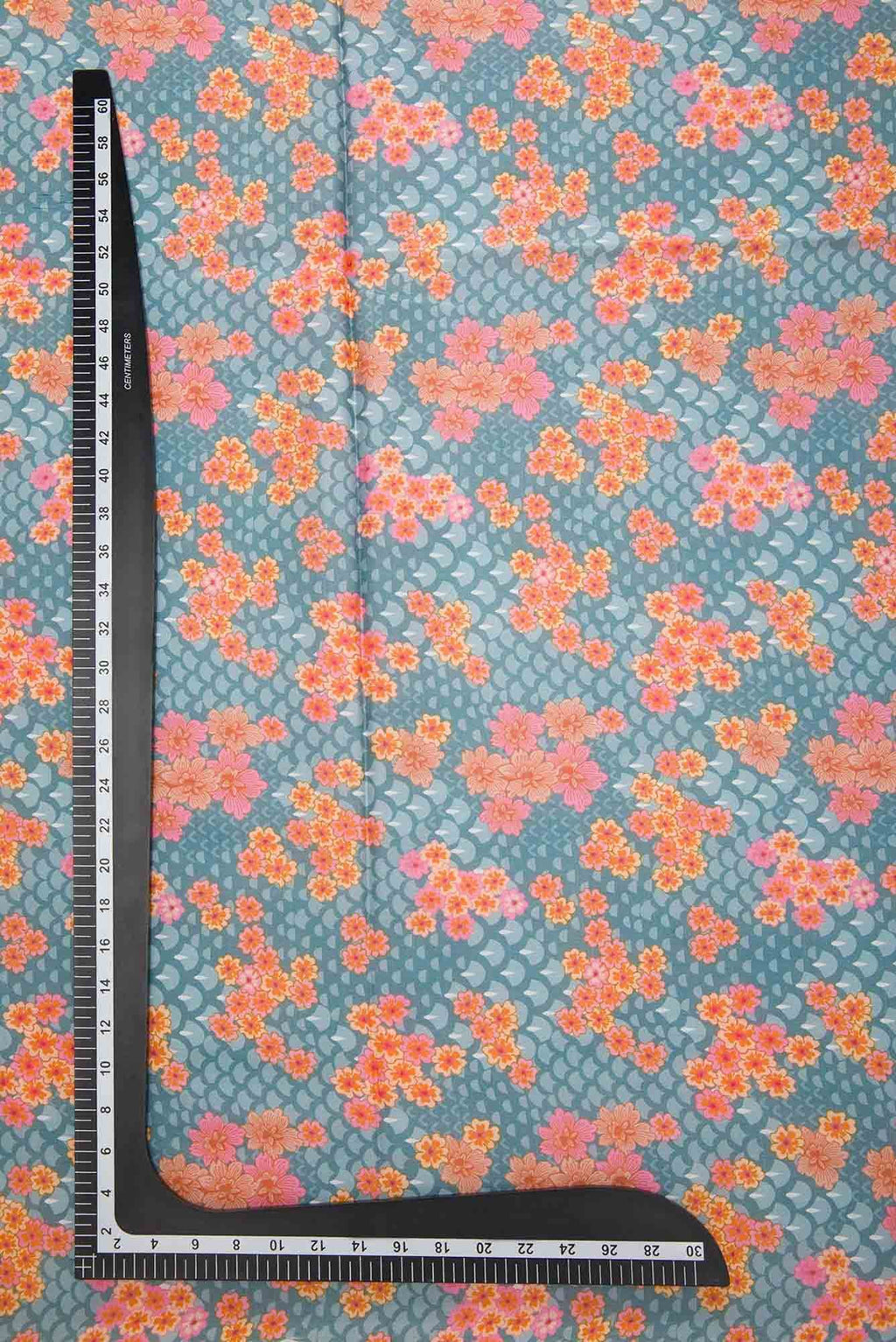 Grey Printed Silk Dress Material