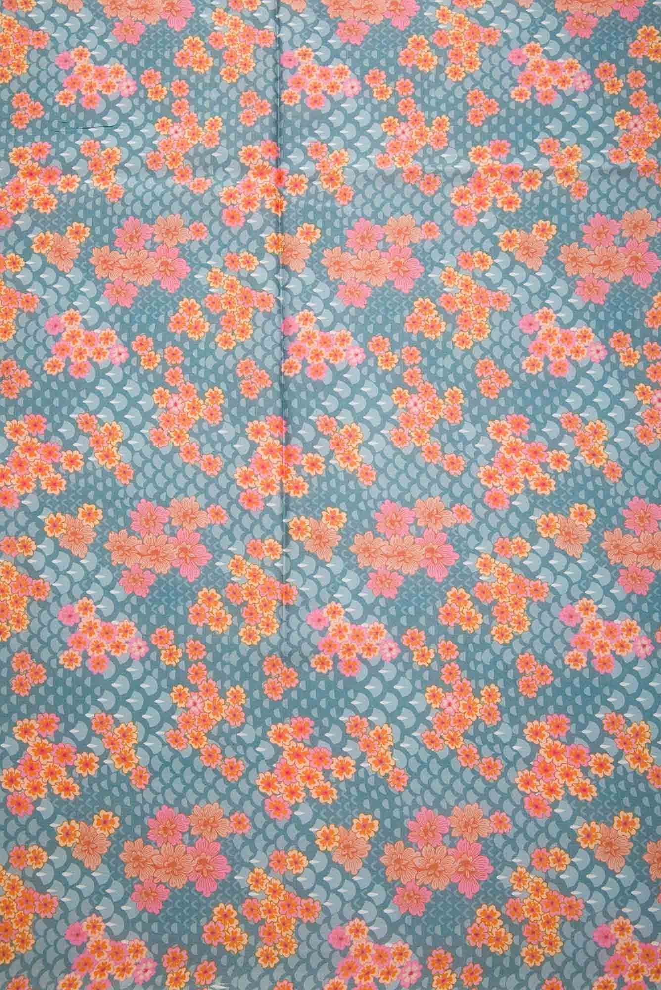Grey Printed Silk Dress Material