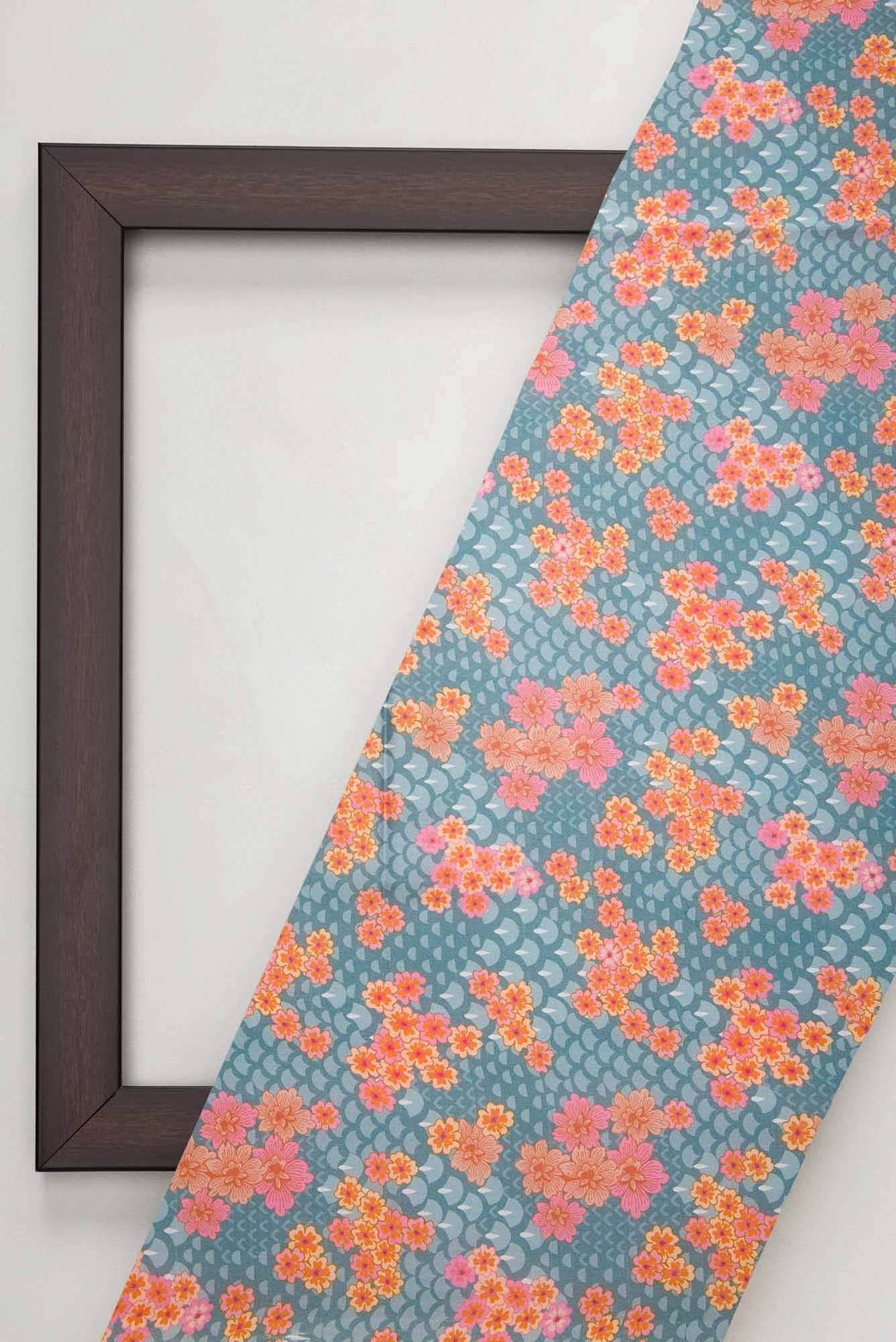 Grey Printed Silk Dress Material