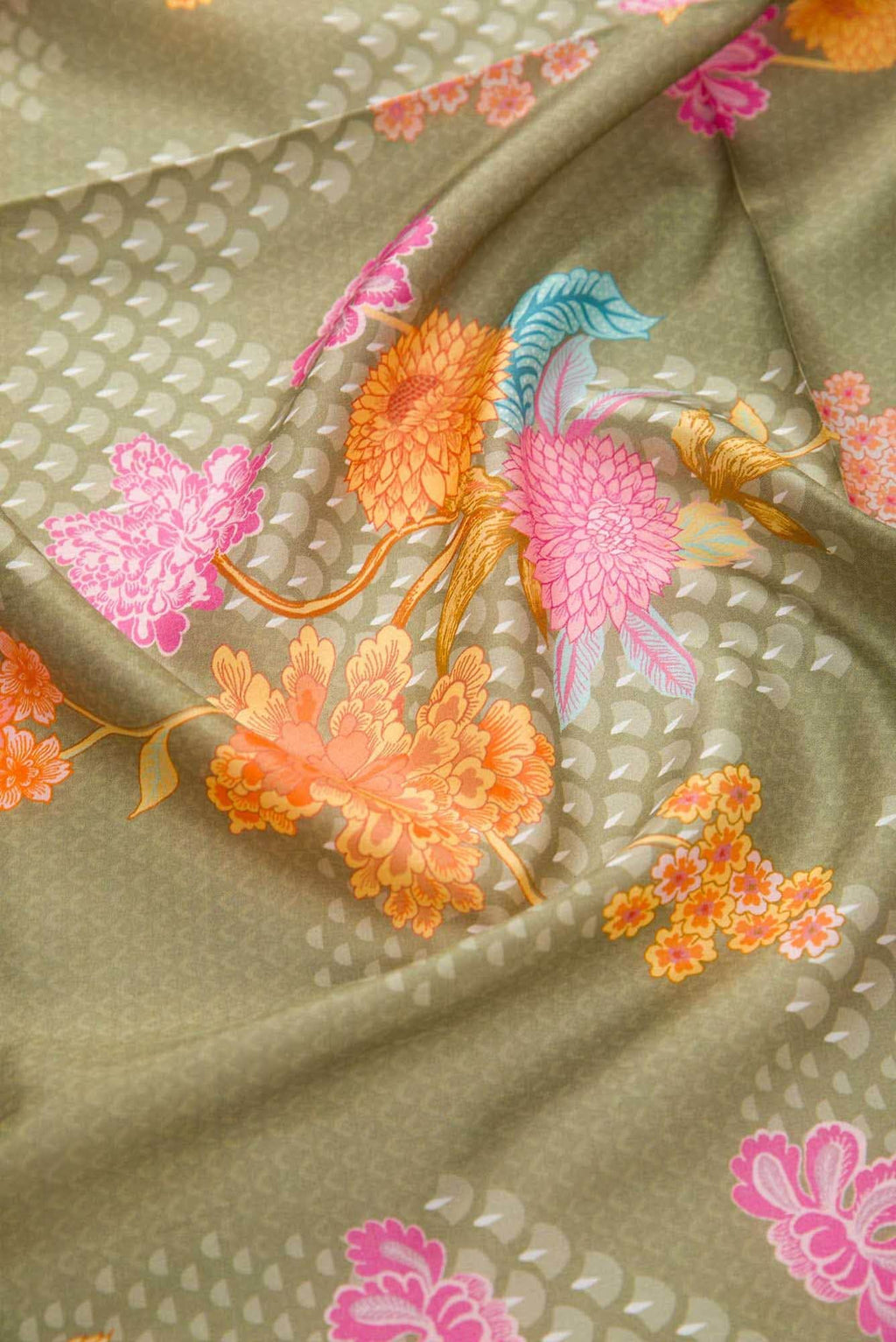 Sea Green Printed Silk Dress Material