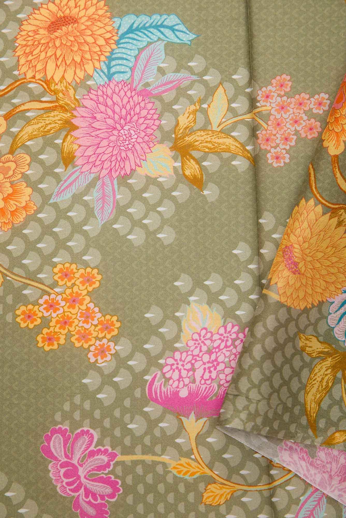 Sea Green Printed Silk Dress Material