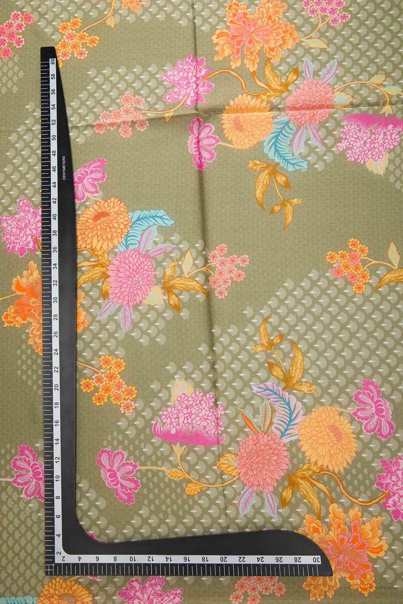 Sea Green Printed Silk Dress Material