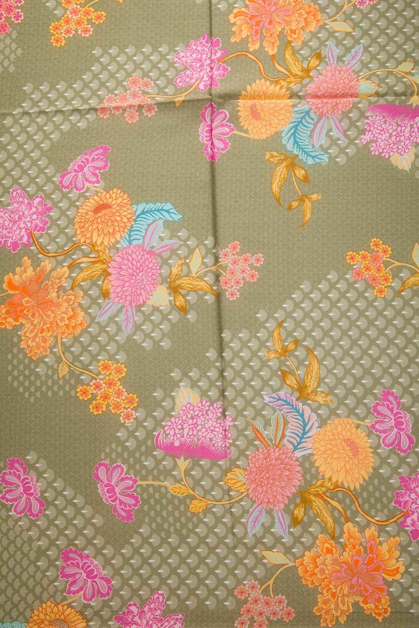 Sea Green Printed Silk Dress Material