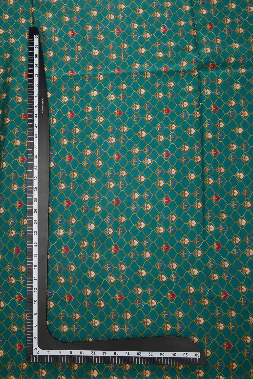 Green Printed Silk Dress Material