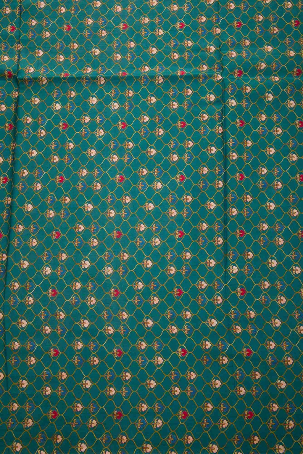 Green Printed Silk Dress Material