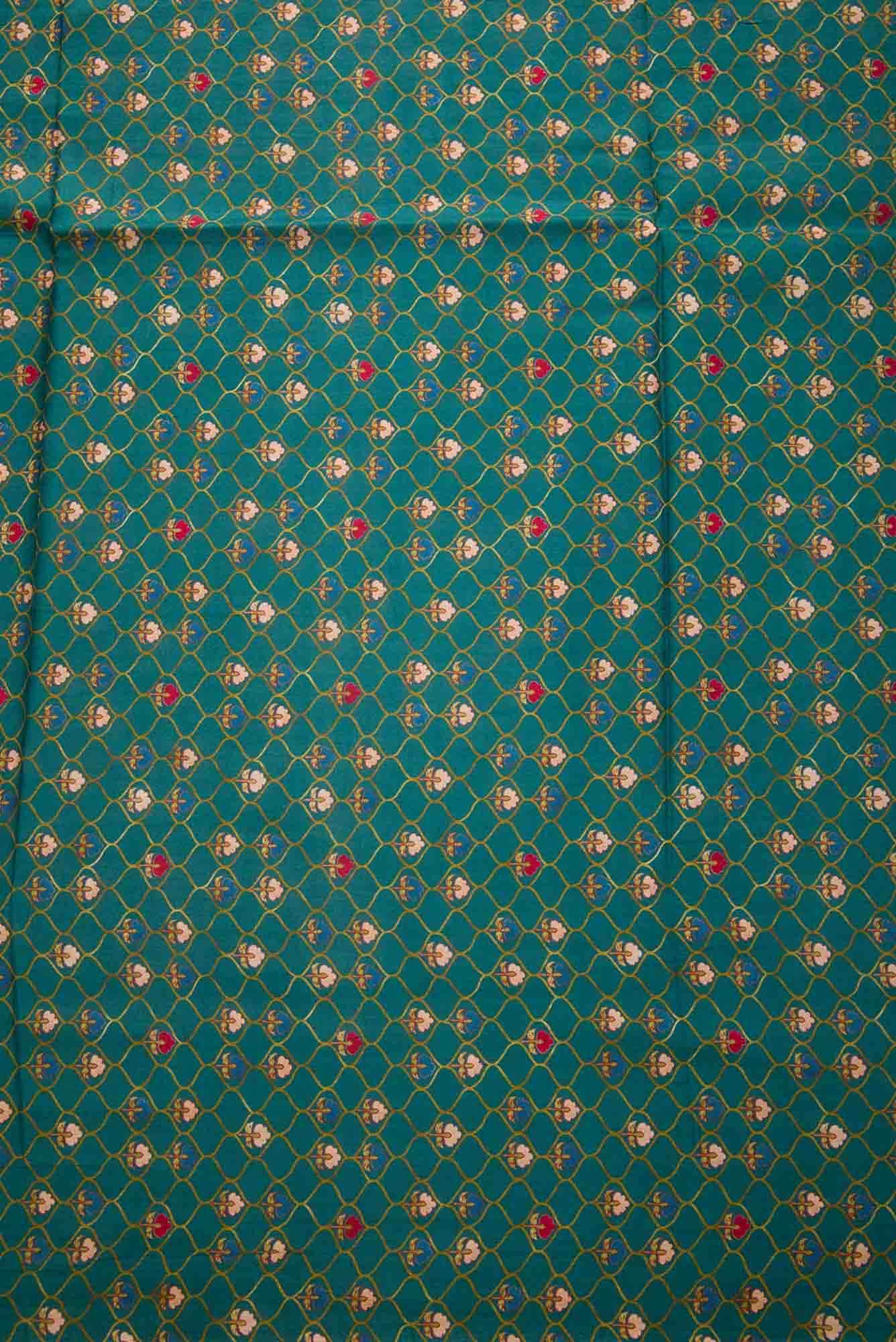 Green Printed Silk Dress Material