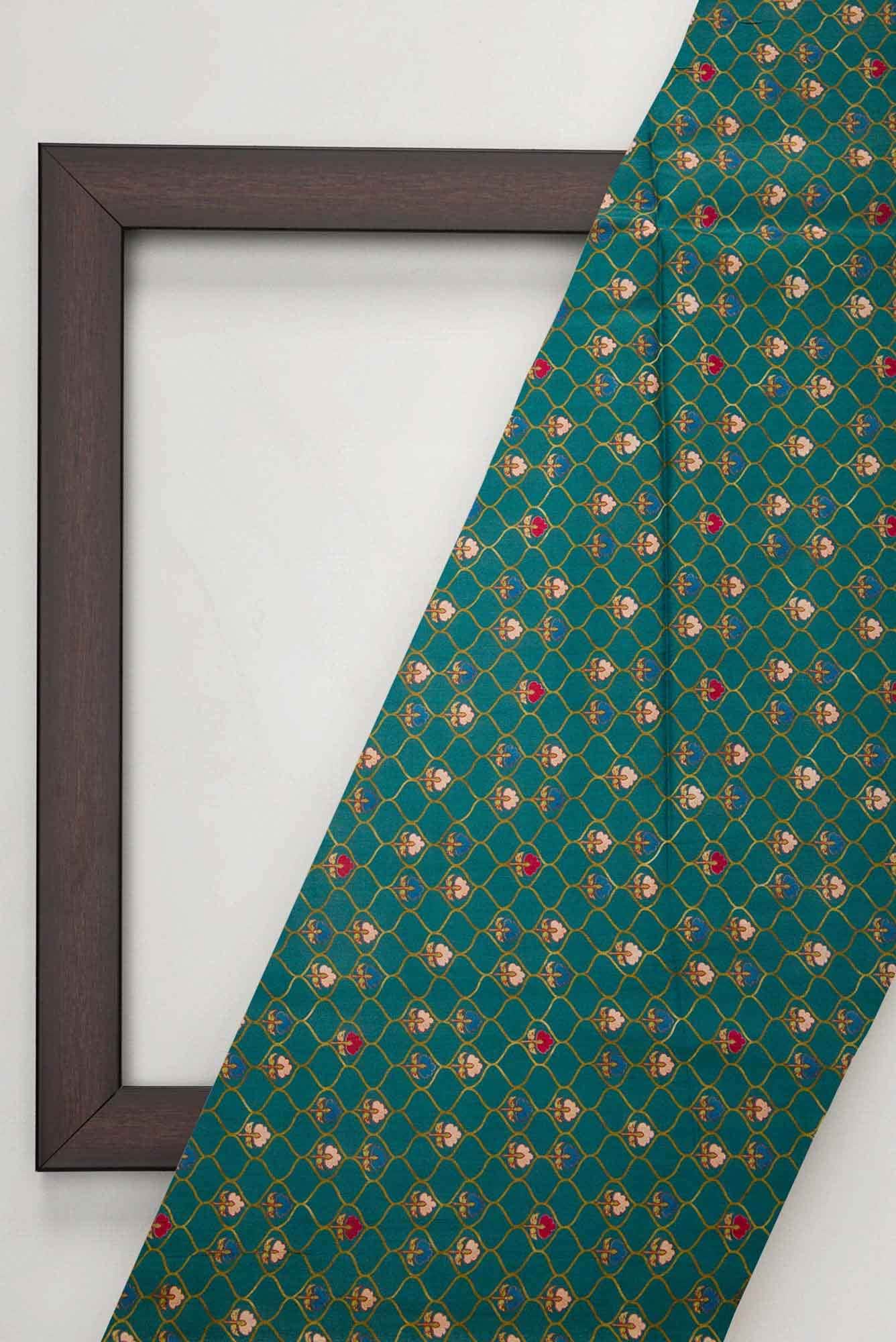 Green Printed Silk Dress Material