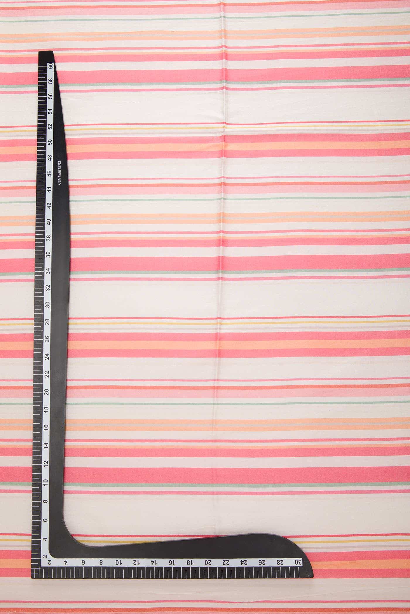 Peach and Off White Printed Silk Dress Material
